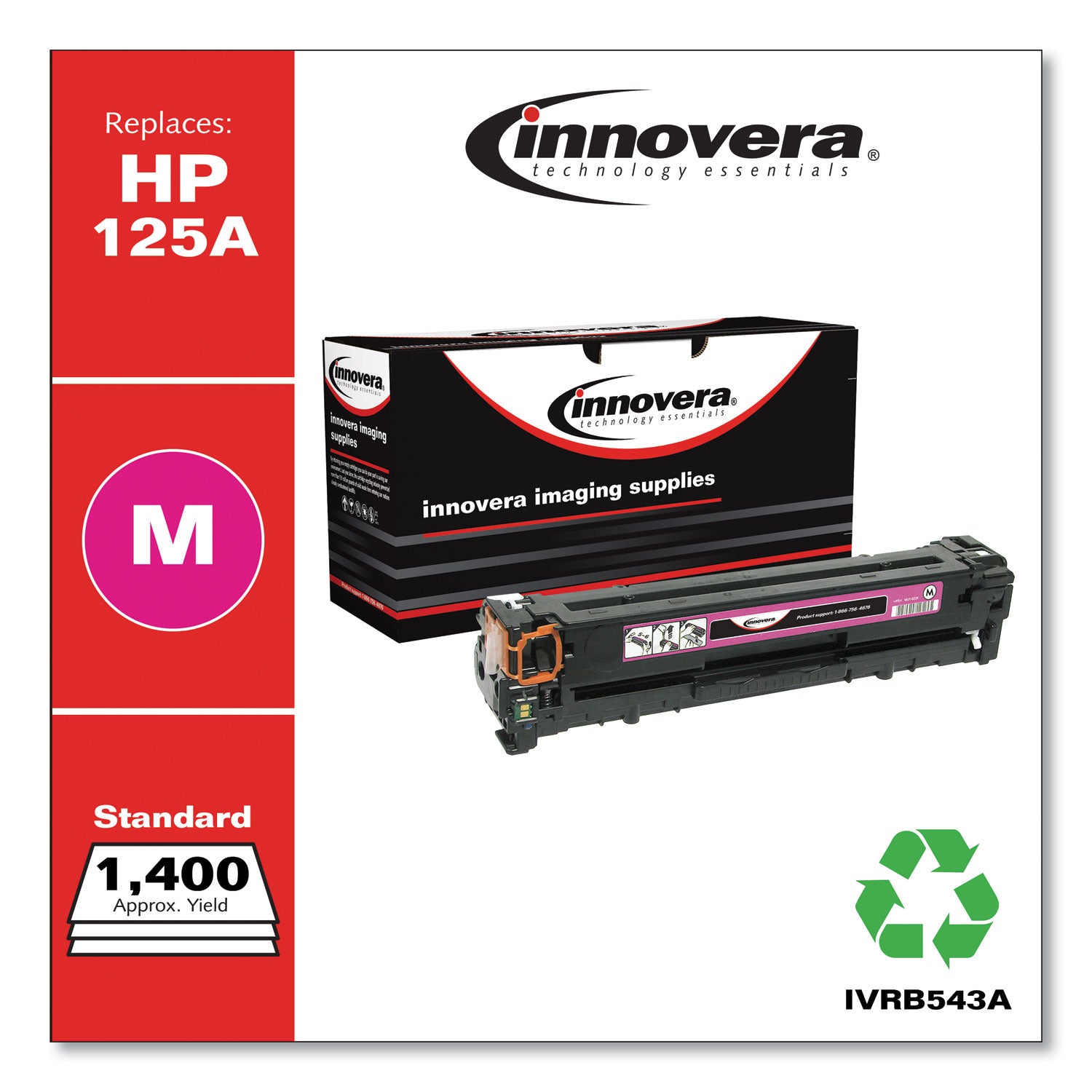 Innovera® Remanufactured Magenta Toner, Replacement for 125A (CB543A), 1,400 Page-Yield