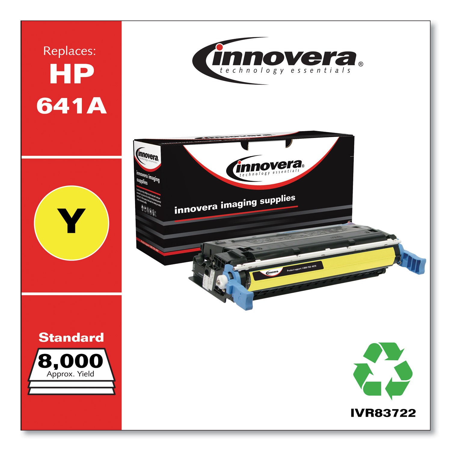 Innovera® Remanufactured Yellow Toner, Replacement for 641A (C9722A), 8,000 Page-Yield