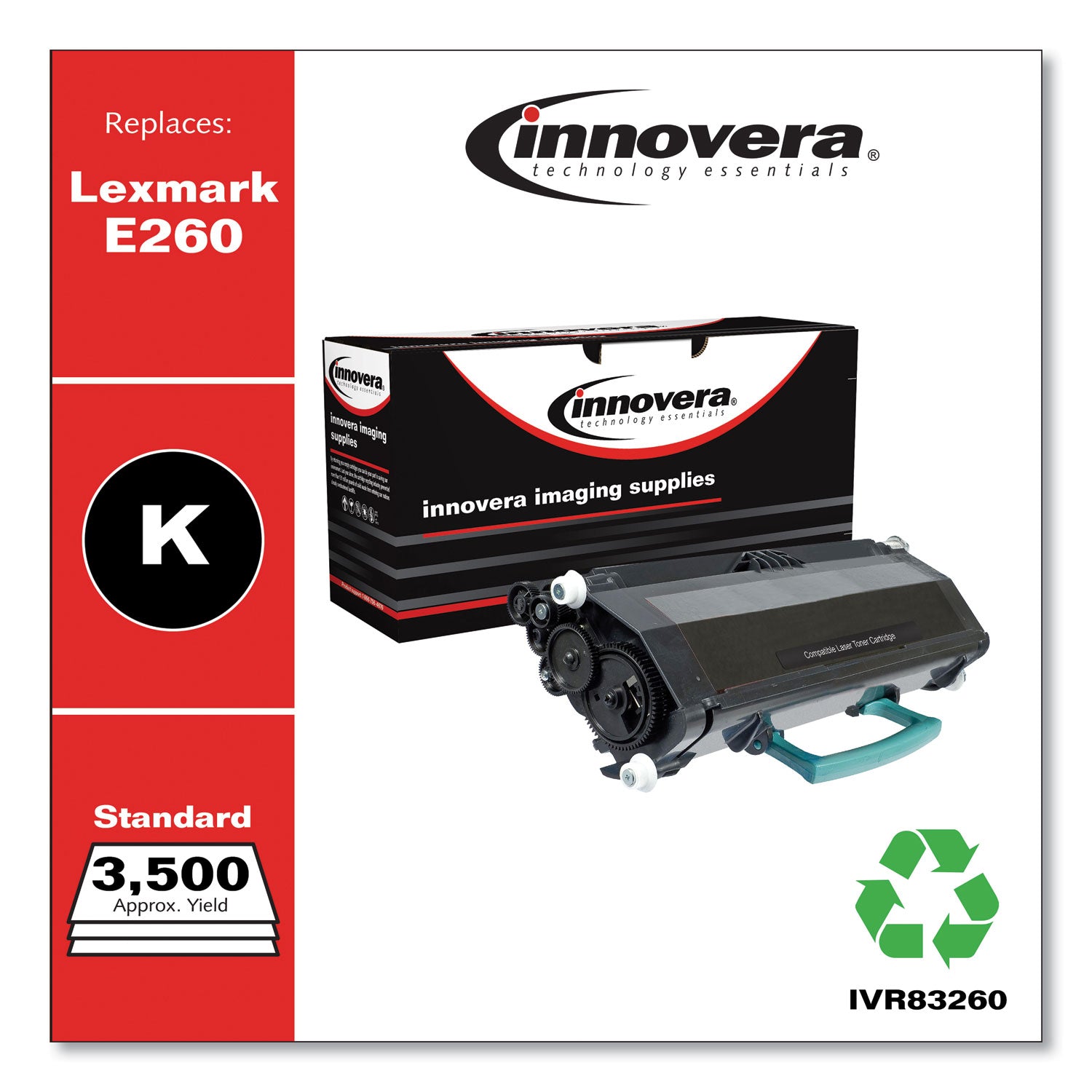 Innovera® Remanufactured Black Toner, Replacement for E260A21A, 3,500 Page-Yield