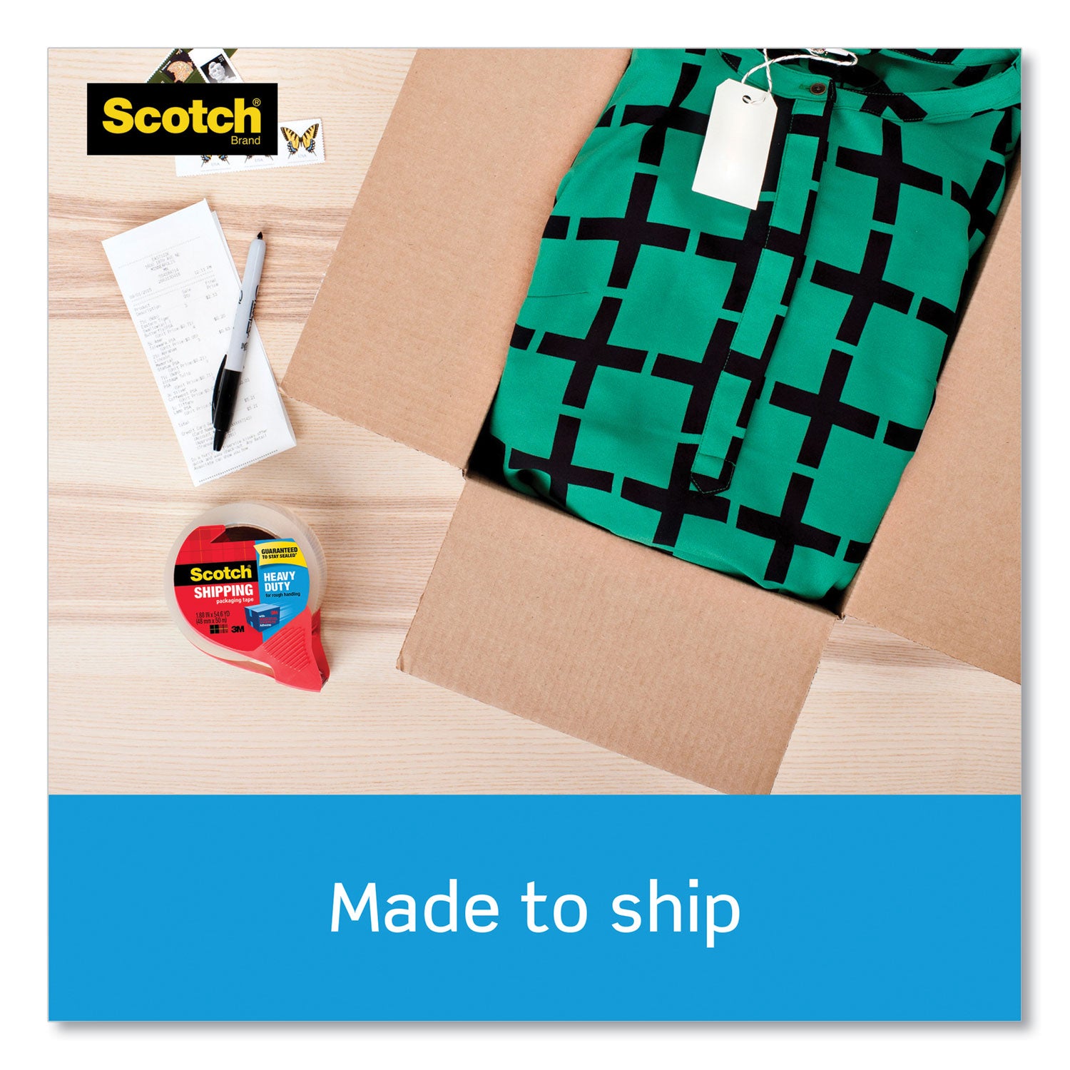 Scotch® 3850 Heavy-Duty Packaging Tape With Dispenser, 3" Core, 1.88" X 54.6 Yds, Clear, 1/roll