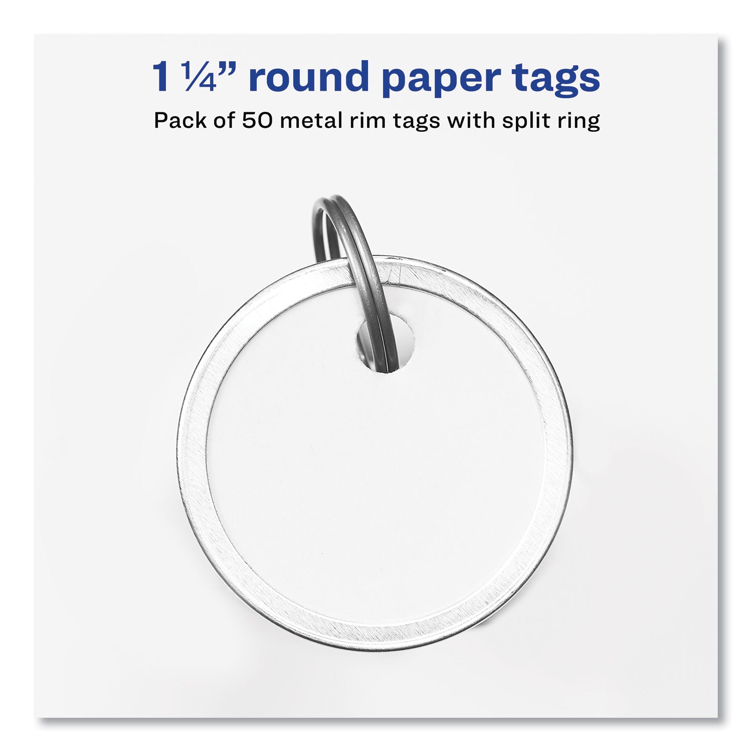 Avery® Key Tags with Split Ring, 1.25" dia, White, 50/Pack