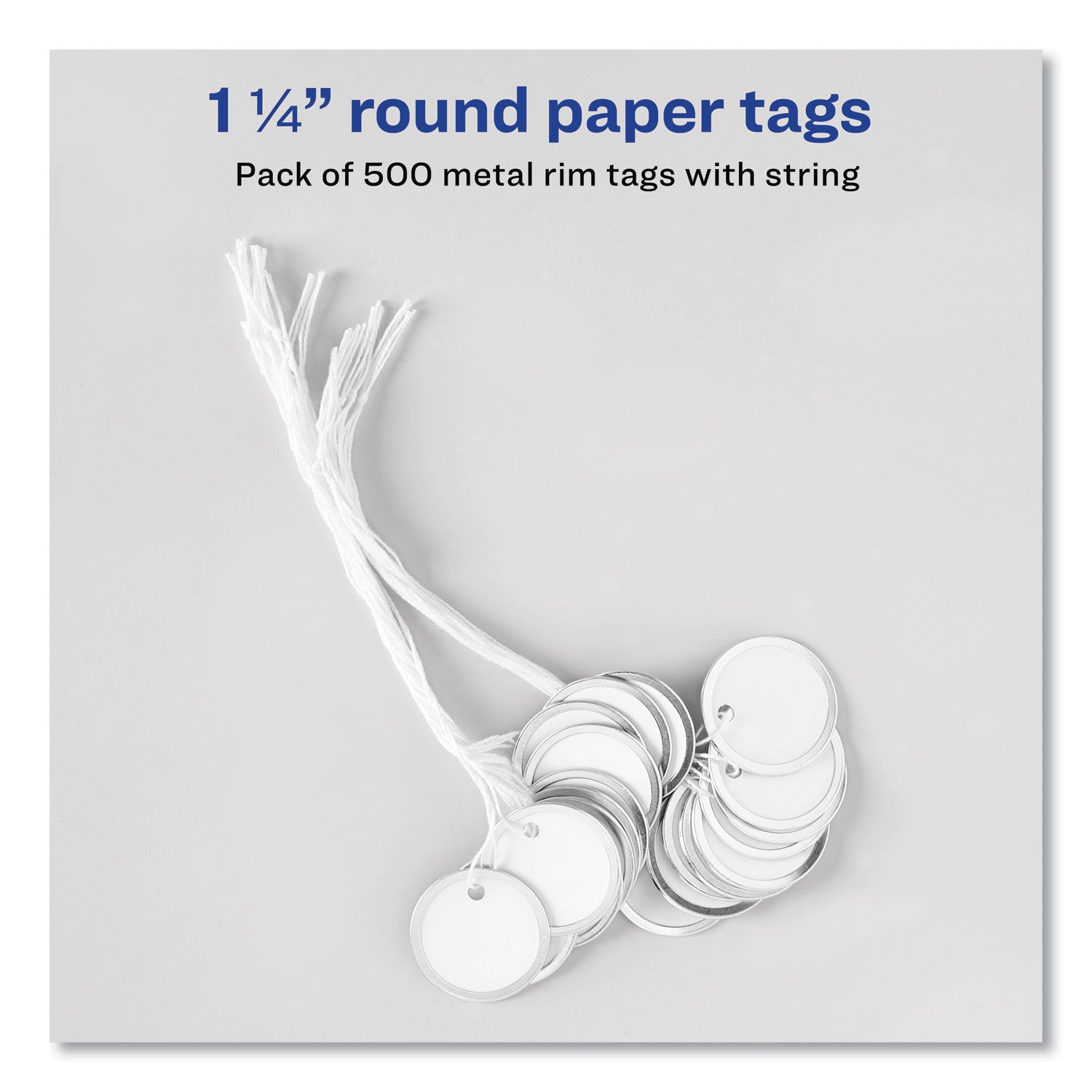 Avery® Heavyweight Stock Metal Rim Tags, 1.25" dia, White, 500/Box