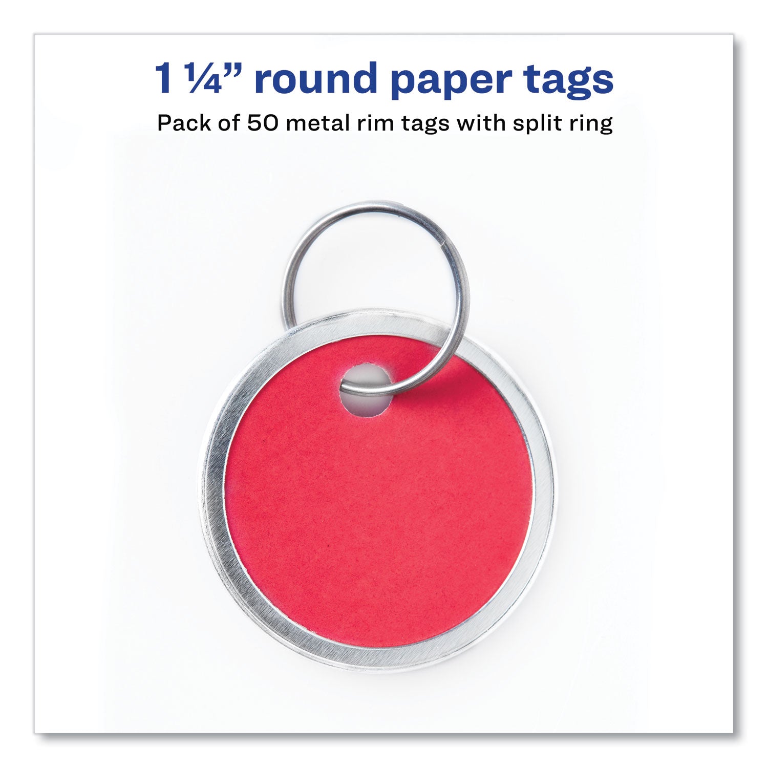 Avery® Key Tags with Split Ring, 1.25" dia, Assorted Colors, 50/Pack