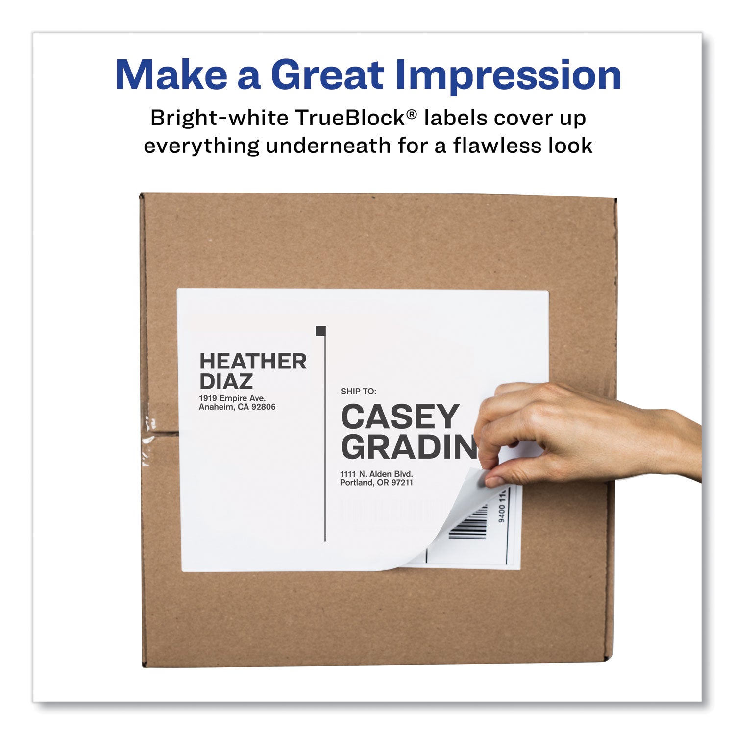 Avery® Shipping Labels With Trueblock Technology, Inkjet Printers, 8.5 X 11, White, 100/box