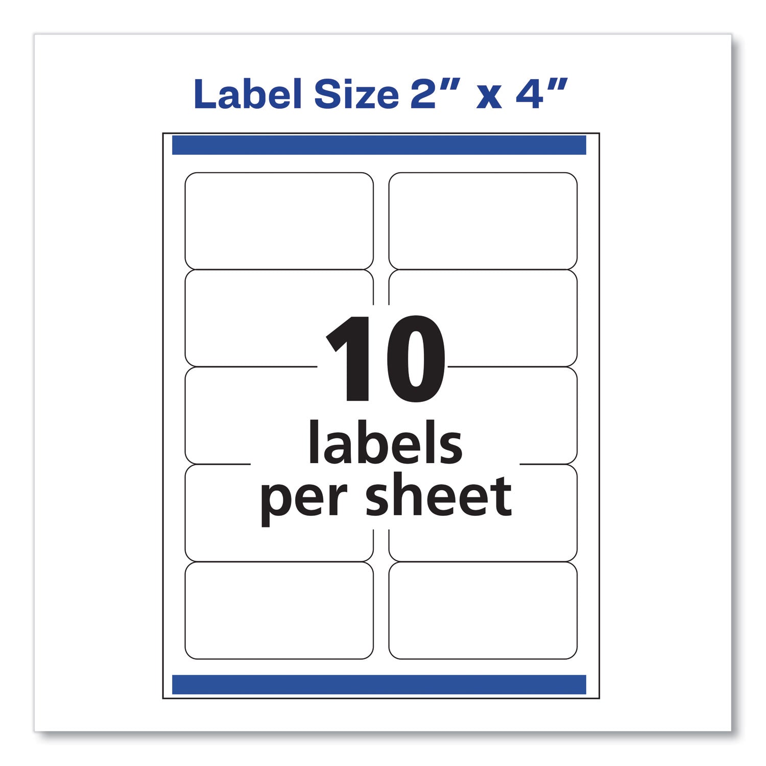 Avery® Shipping Labels W/ Trueblock Technology, Inkjet Printers, 2 X 4, White, 10/sheet, 25 Sheets/pack
