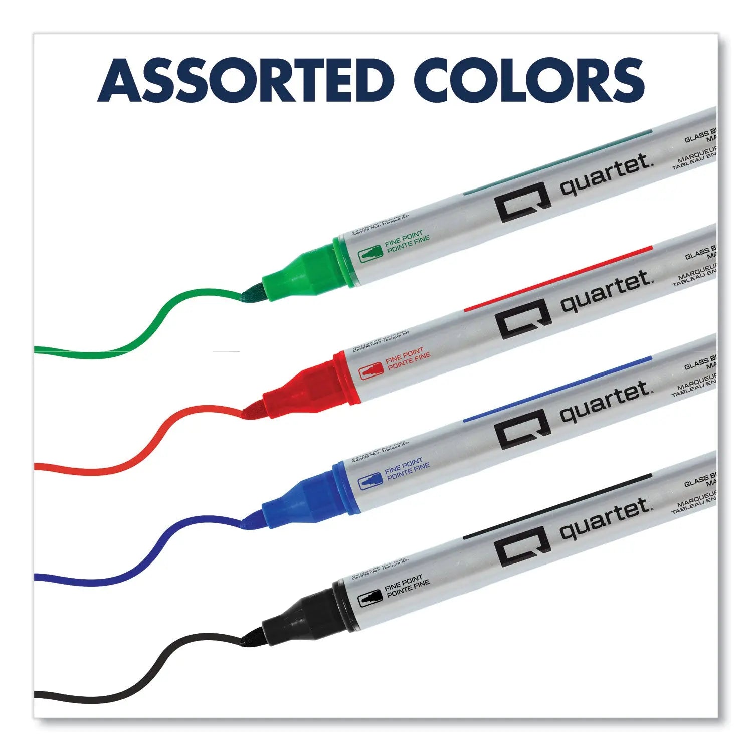 Premium Glass Board Dry Erase Marker, Fine Bullet Tip, Assorted Colors, 4/Pack Quartet® Flipcost