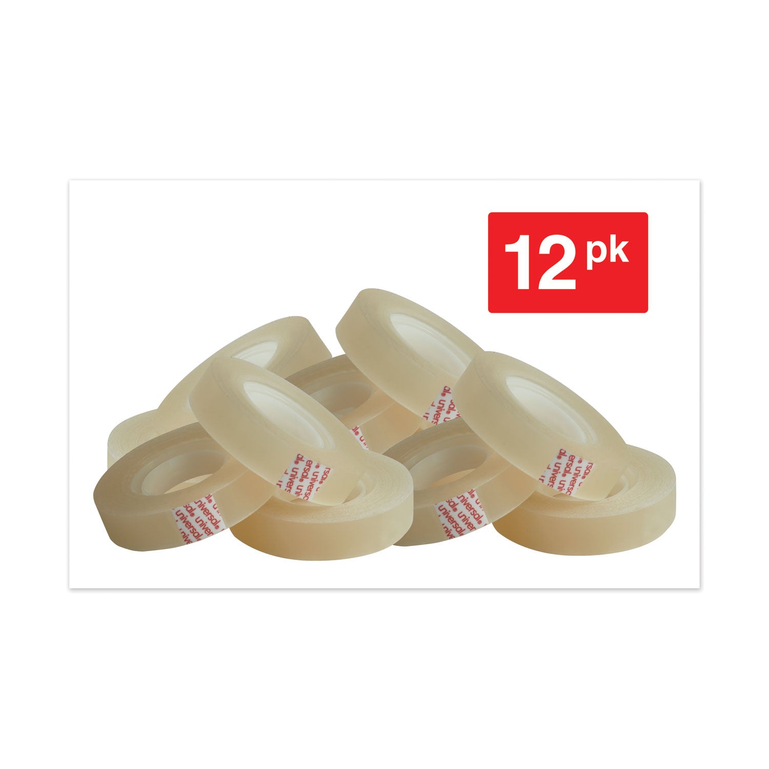 Universal® Invisible Tape, 1" Core, 0.5" X 36 Yds, Clear, 12/pack