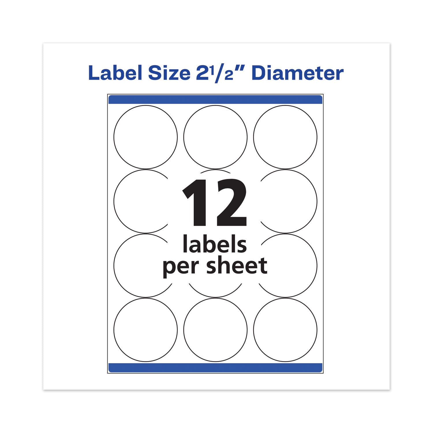 Avery® Permanent Laser Print-To-The-Edge Id Labels W/surefeed, 2 1/2"dia, White, 300/pk
