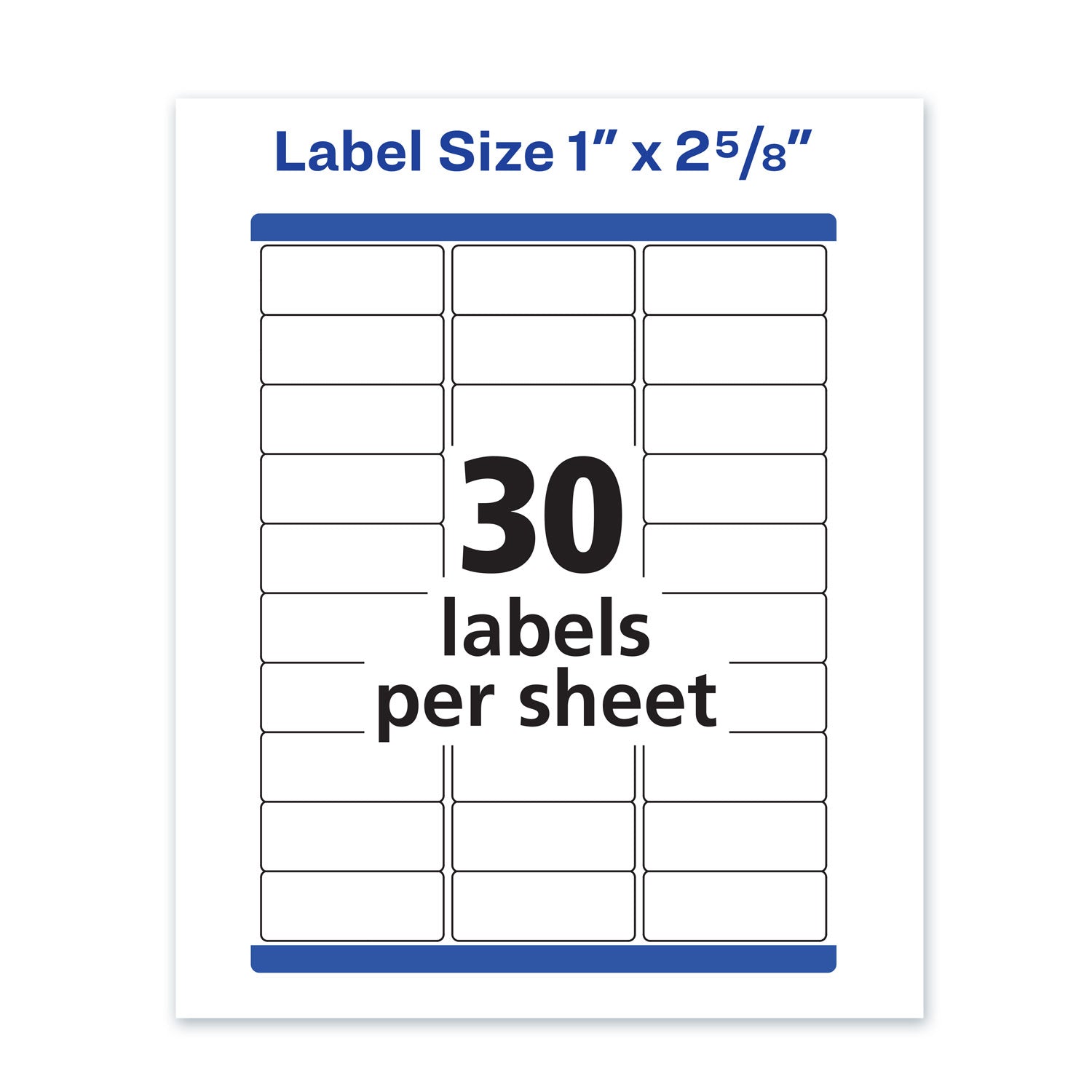 Avery® Waterproof Address Labels With Trueblock And Sure Feed, Laser Printers, 1 X 2.63, White, 30/sheet, 50 Sheets/pack
