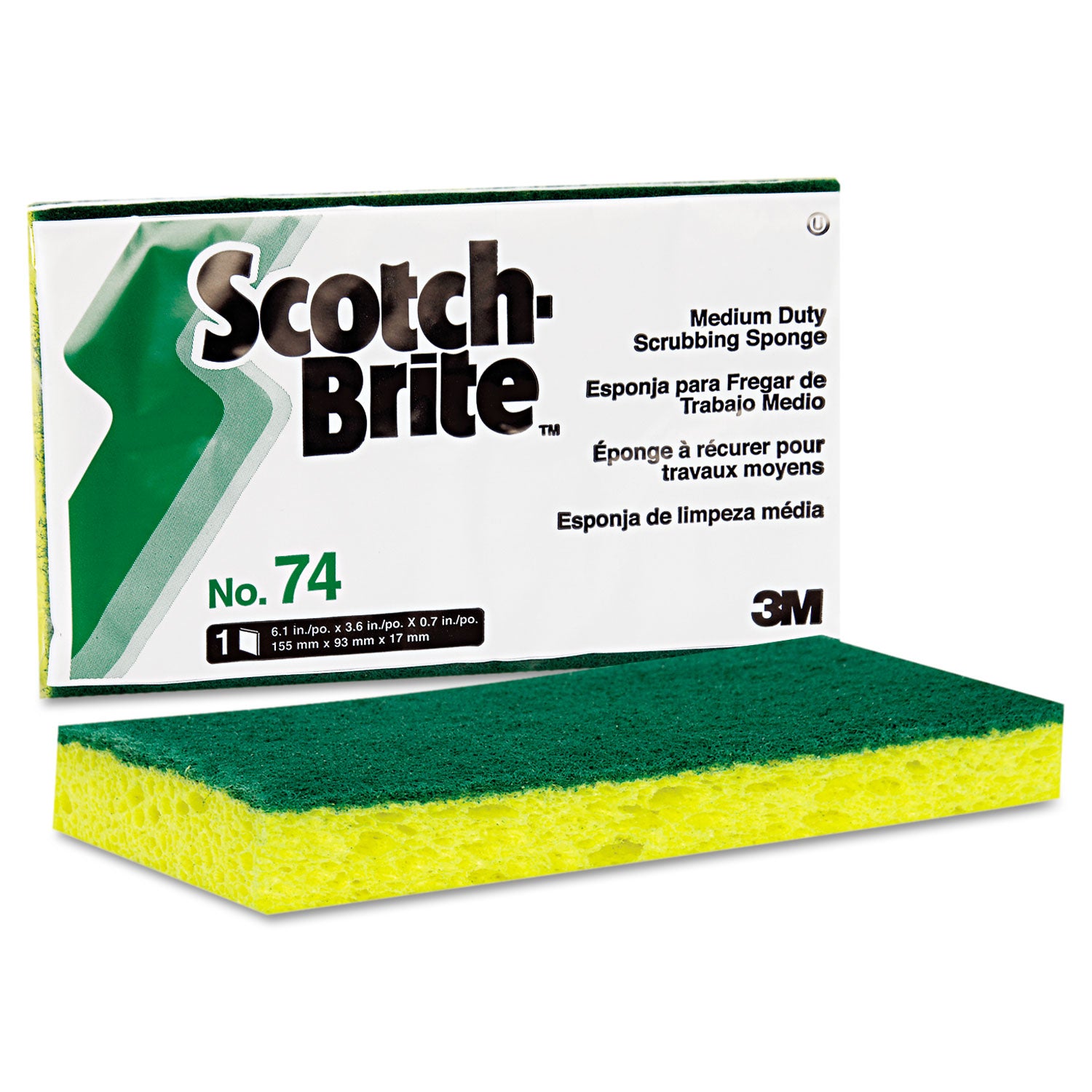 Scotch-Brite™ PROFESSIONAL Medium-Duty Scrubbing Sponge, 3.6 X 6.1, 0.7" Thick, Yellow/green, 20/carton