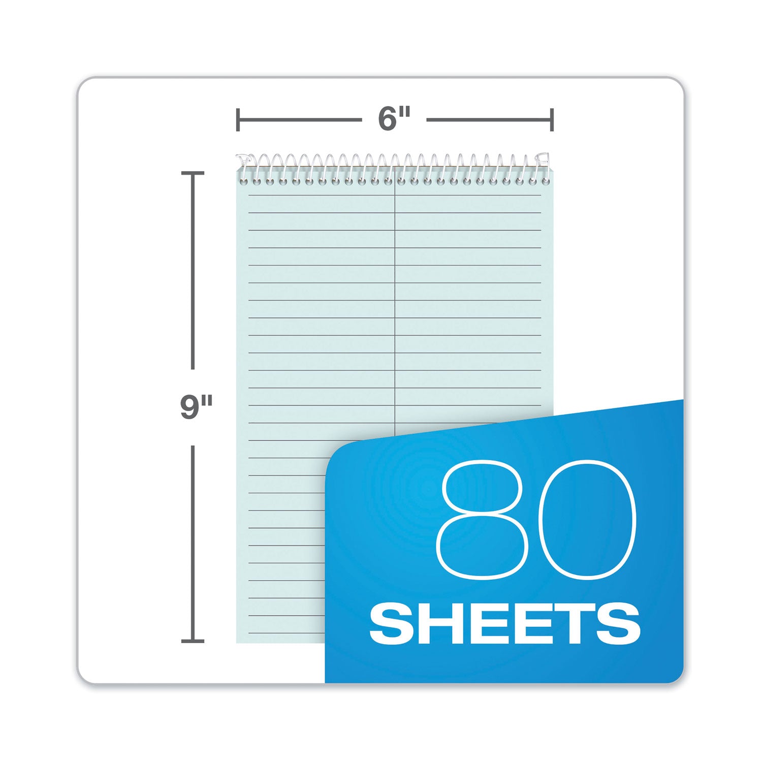 TOPS™ Prism Steno Pads, Gregg Rule, Blue Cover, 80 Blue 6 X 9 Sheets, 4/pack