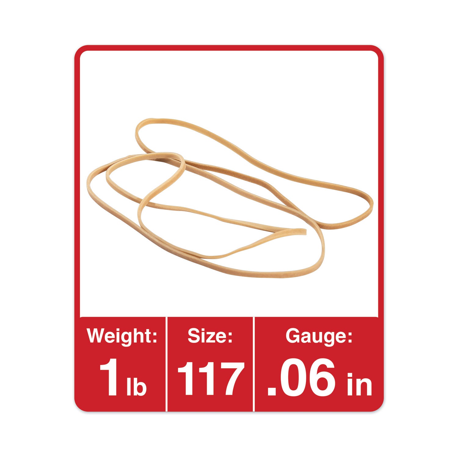 Universal® Rubber Bands, Size 117, 0.06" Gauge, Beige, 1 Lb Box, 210/pack