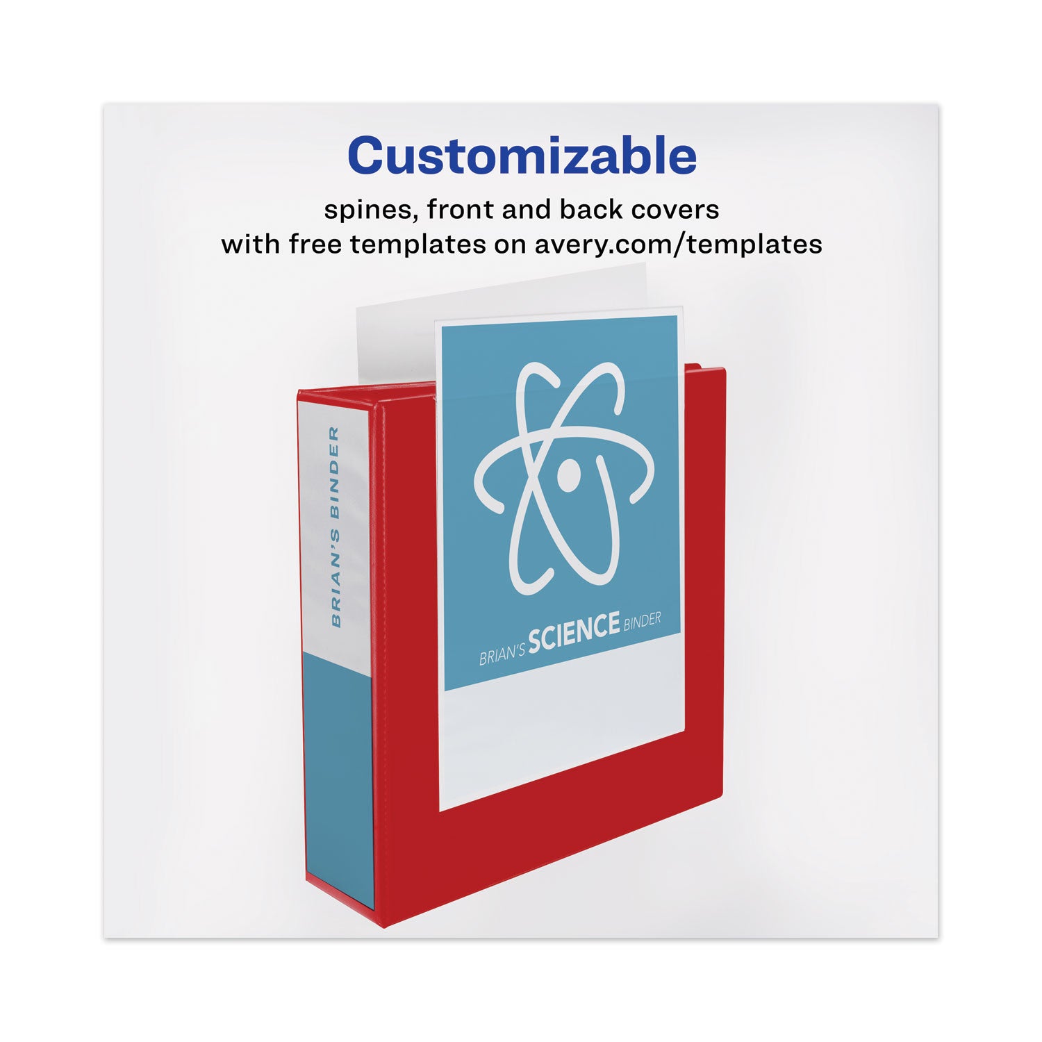 Avery® Heavy-Duty View Binder With Durahinge And One Touch Ezd Rings, 3 Rings, 2" Capacity, 11 X 8.5, Red