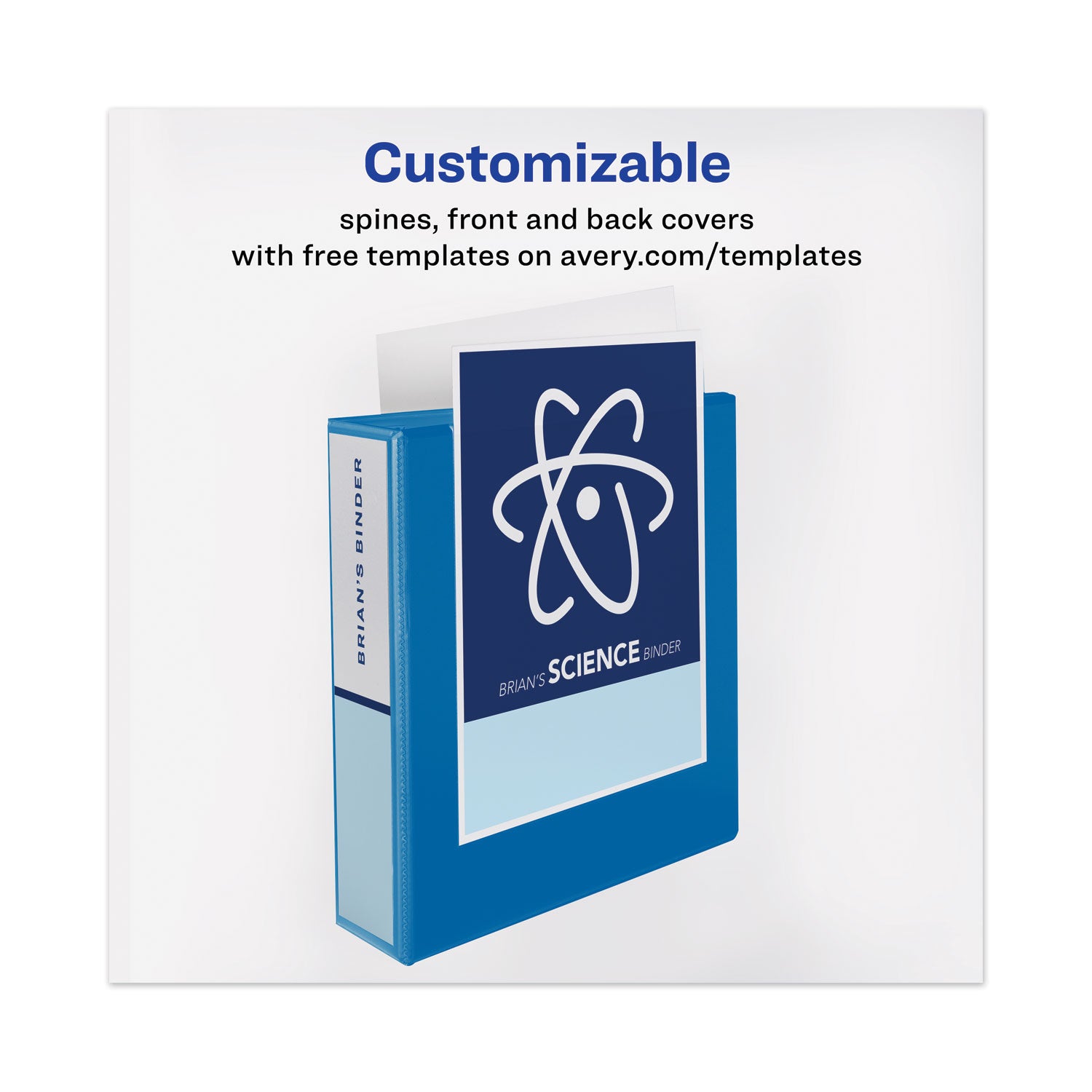 Avery® Heavy-Duty View Binder With Durahinge And One Touch Ezd Rings, 3 Rings, 1.5" Capacity, 11 X 8.5, Pacific Blue