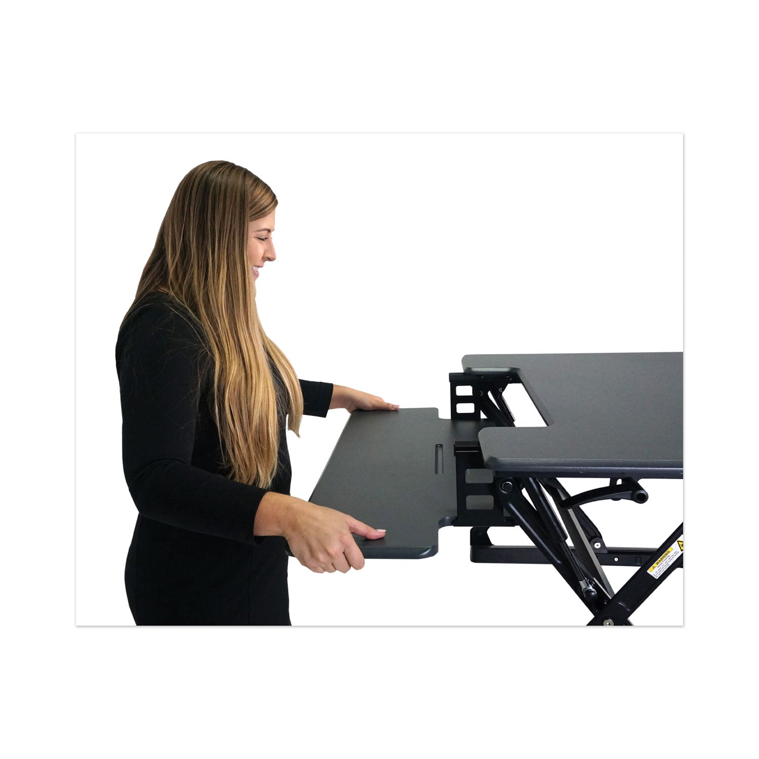 Victor® High Rise Height Adjustable Standing Desk With Keyboard Tray, 36" X 31.25" X 5.25" To 20", Gray/black