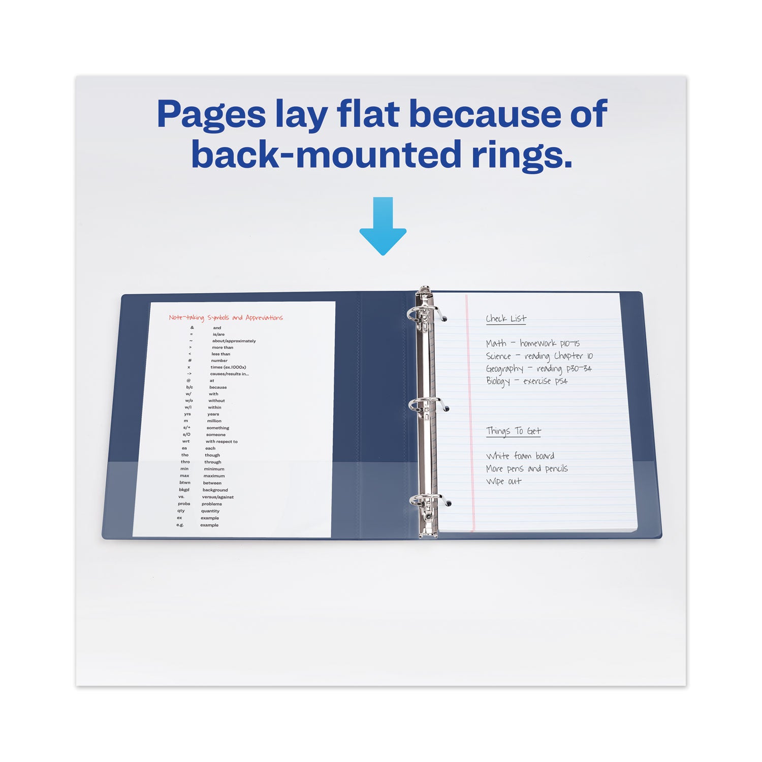 Avery® Heavy-Duty View Binder With Durahinge And One Touch Ezd Rings, 3 Rings, 1" Capacity, 11 X 8.5, Navy Blue