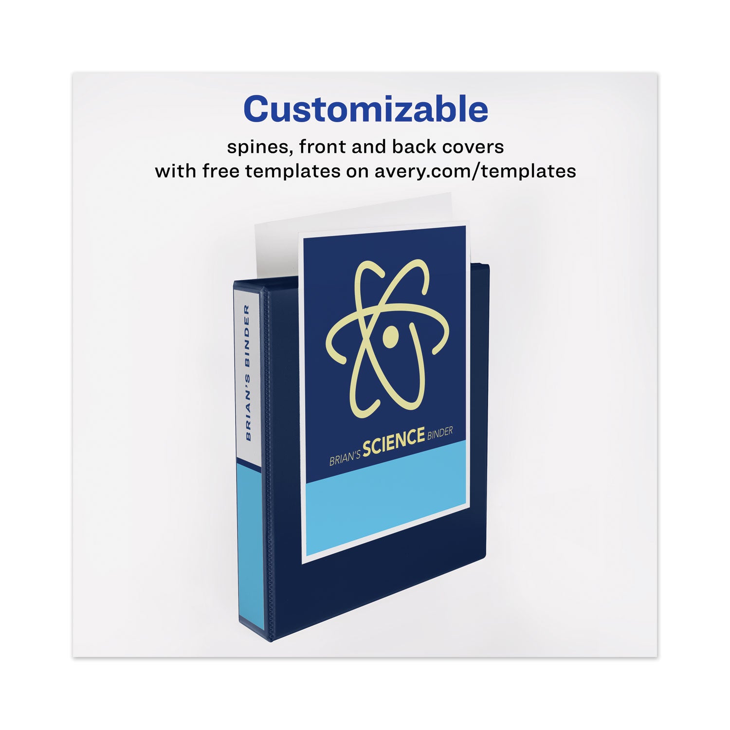 Avery® Heavy-Duty View Binder With Durahinge And One Touch Ezd Rings, 3 Rings, 1.5" Capacity, 11 X 8.5, Navy Blue