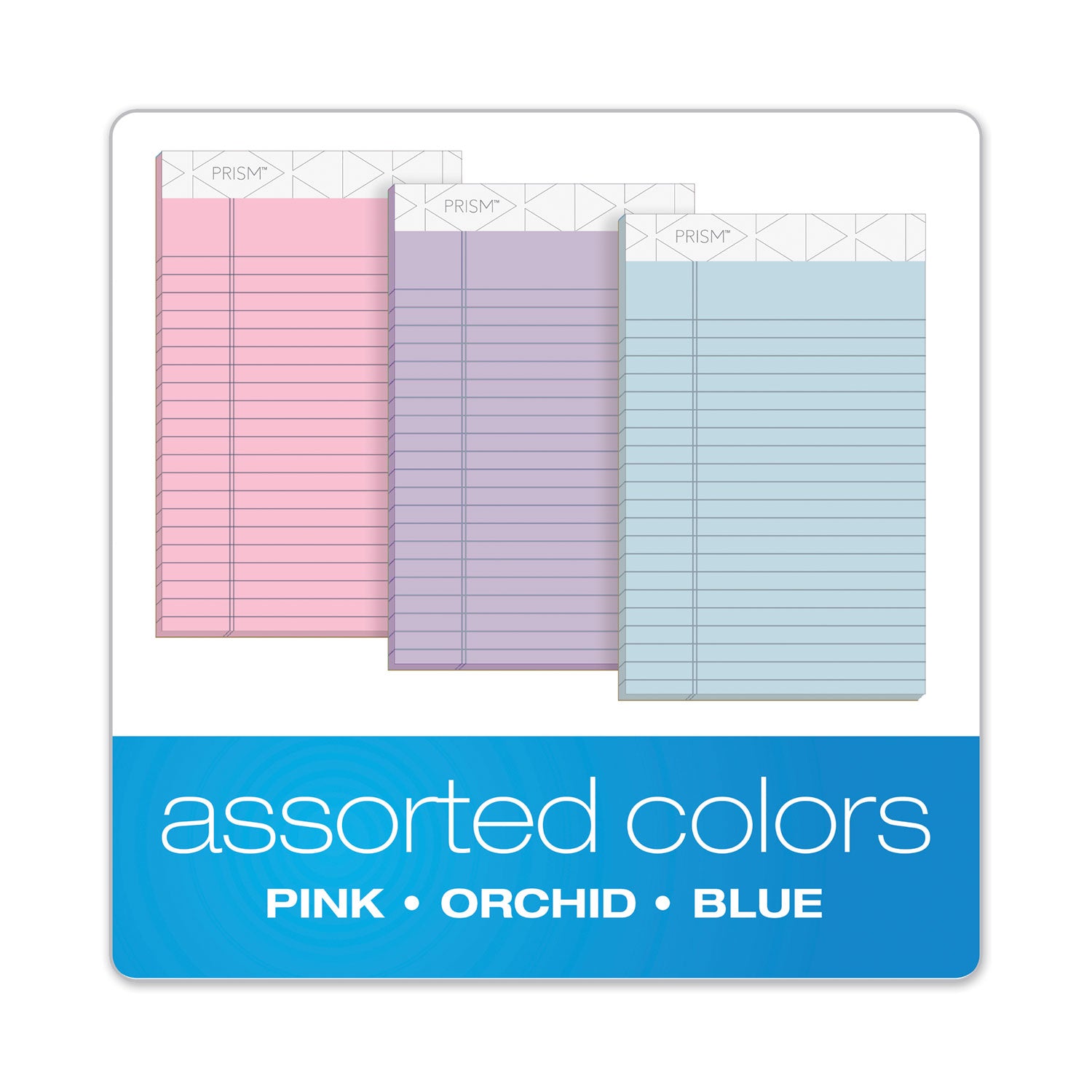 TOPS™ Prism + Colored Writing Pads, Narrow Rule, 50 Assorted Pastel-Color 5 X 8 Sheets, 6/pack