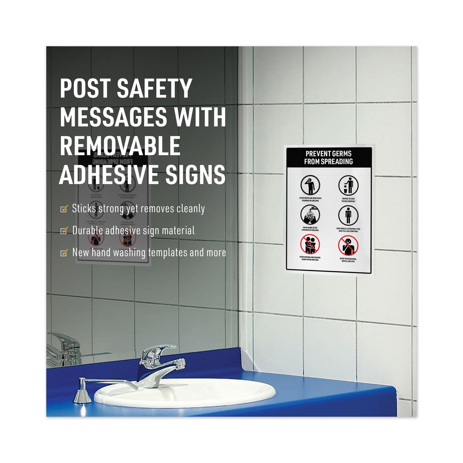 Avery® Surface Safe Removable Label Safety Signs, Inkjet/laser Printers, 5 X 7, White, 2/sheet, 15 Sheets/pack