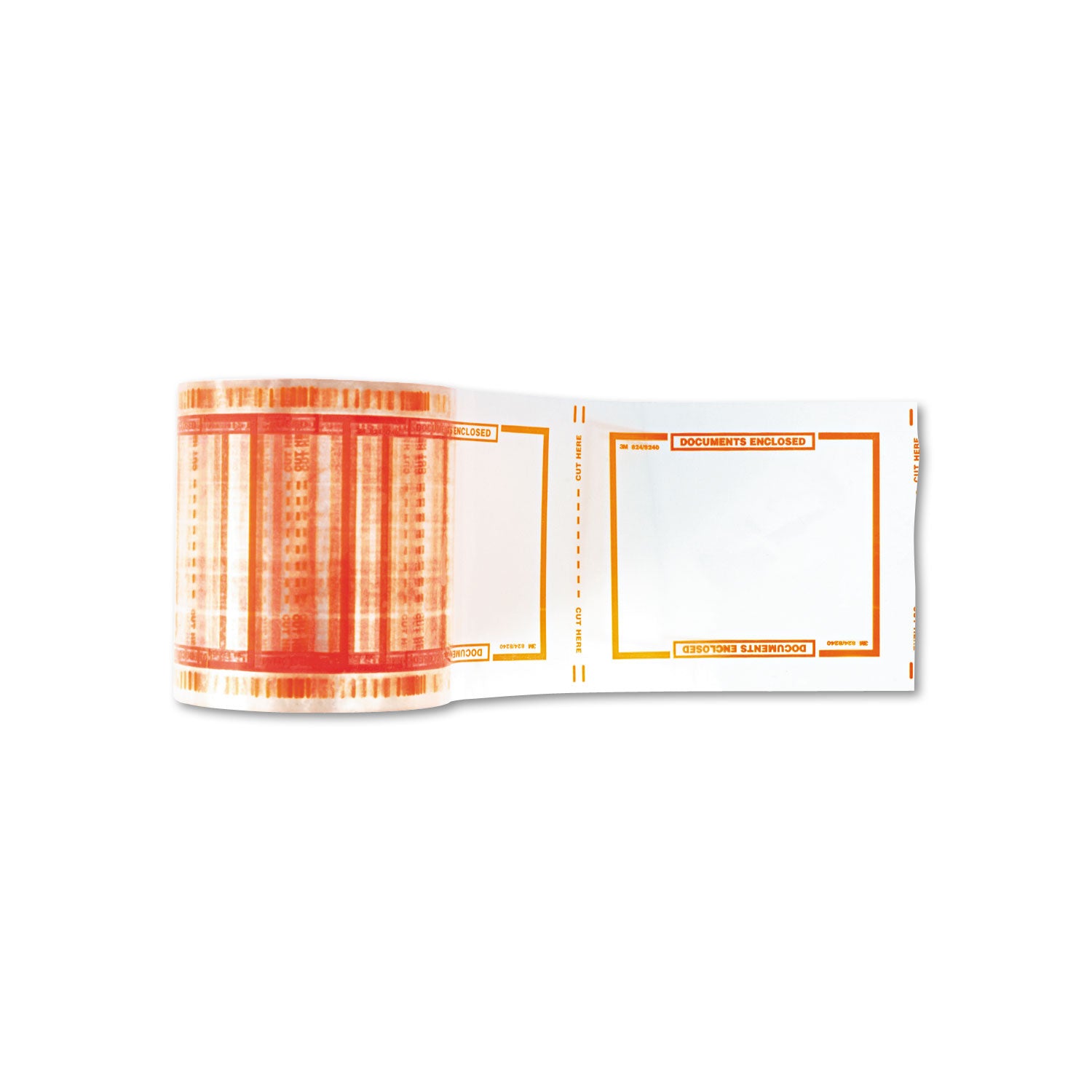 Scotch® Pouch Tape, 3" Core, 5" X 6", Transparent, Orange Border