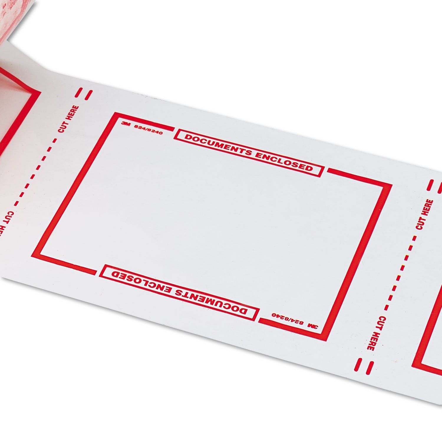 Scotch® Pouch Tape, 3" Core, 5" X 6", Transparent, Orange Border