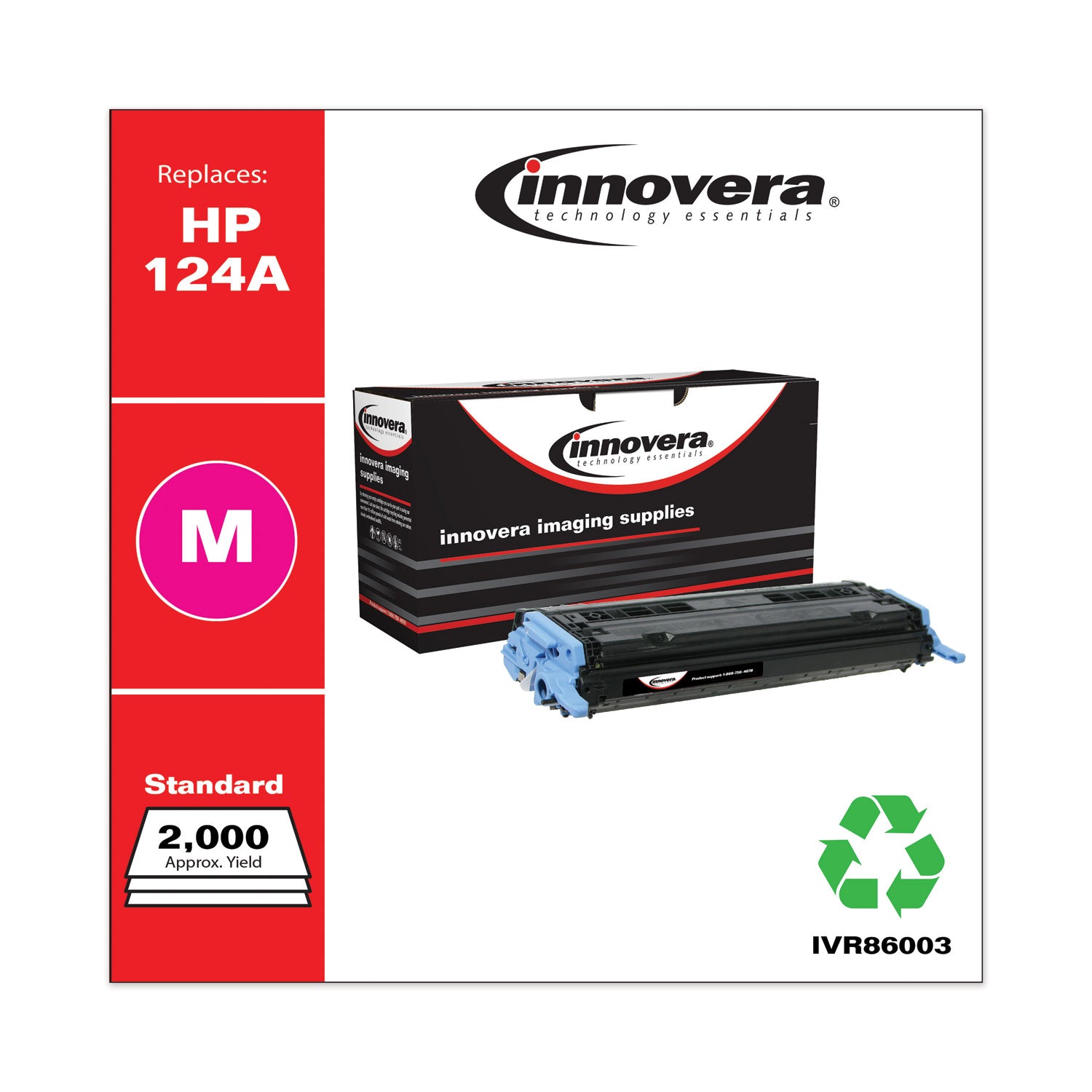 Innovera® Remanufactured Magenta Toner, Replacement for 124A (Q6003A), 2,000 Page-Yield