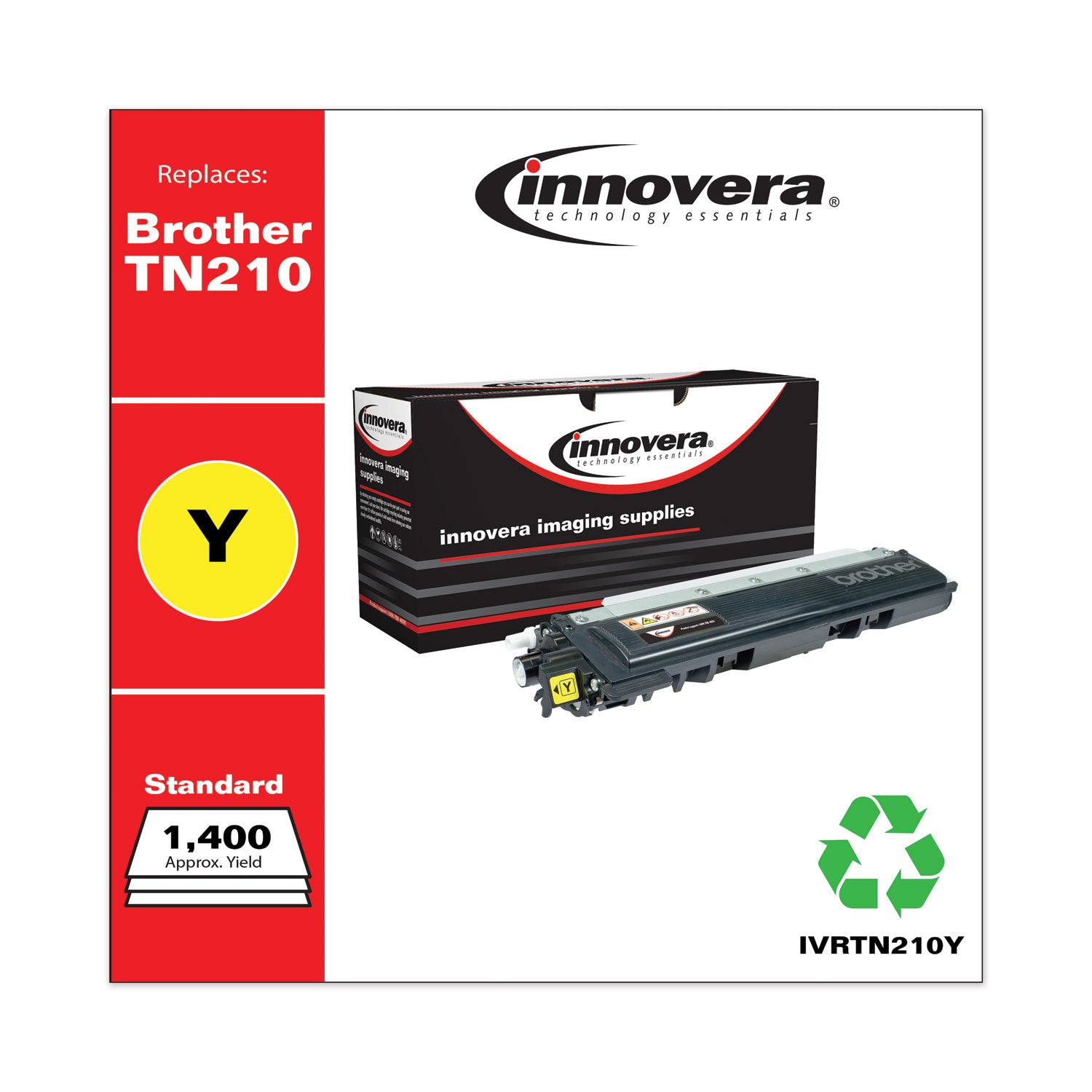 Innovera® Remanufactured Yellow Toner, Replacement for TN210Y, 1,400 Page-Yield