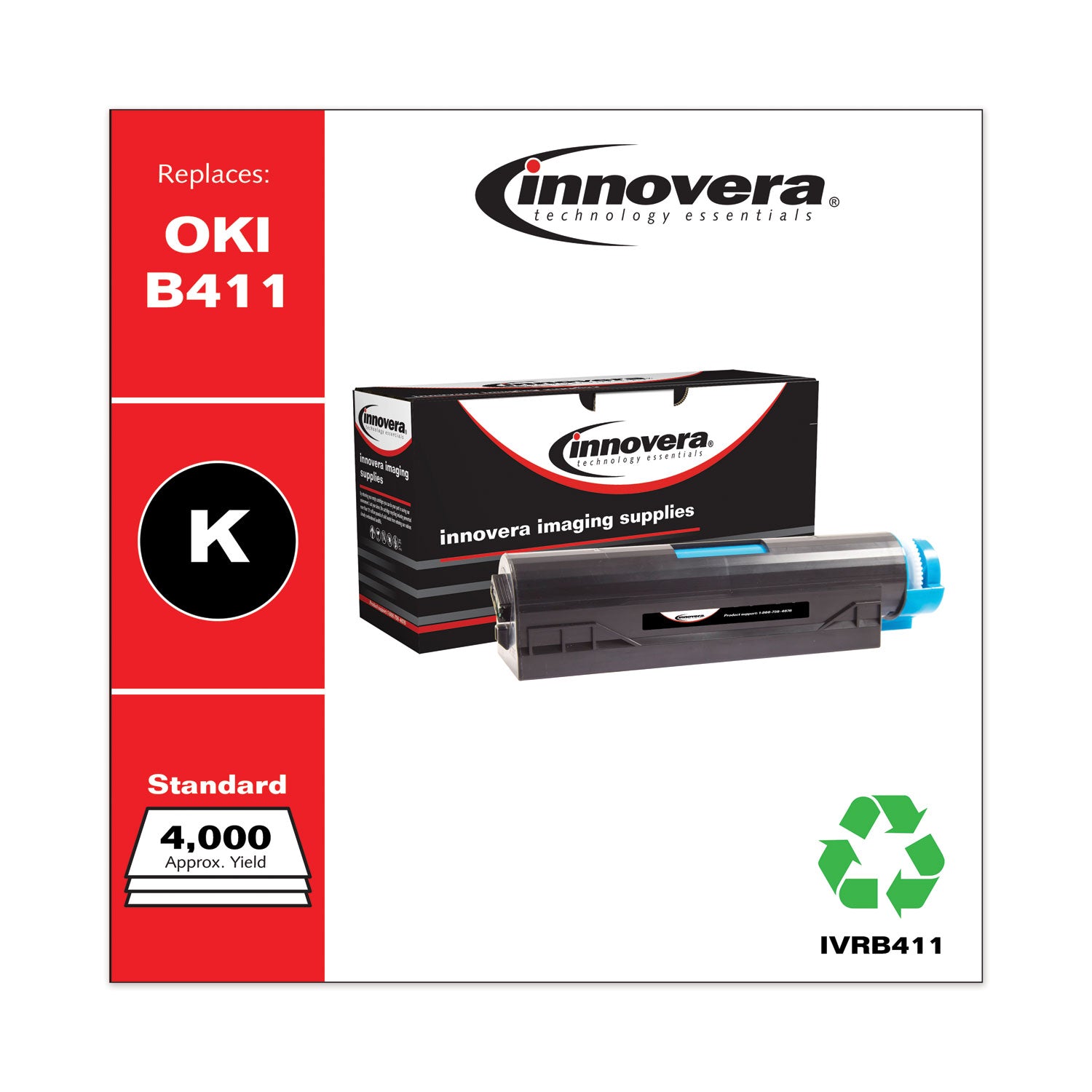 Innovera® Remanufactured Black Toner, Replacement for 44574701, 4,000 Page-Yield