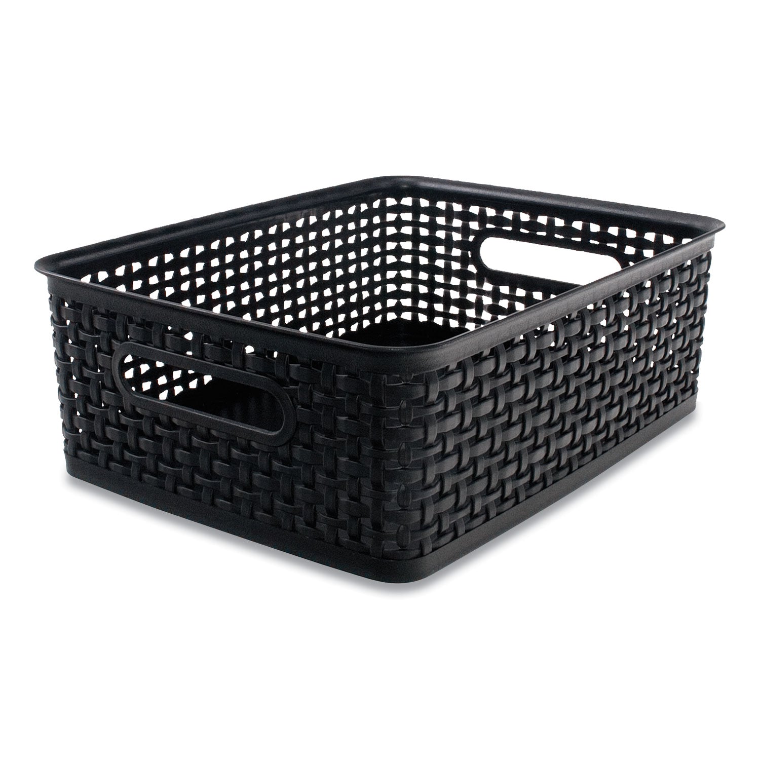 Advantus Plastic Weave Bin, Medium, 14" X 10.5" X 4.63", Black