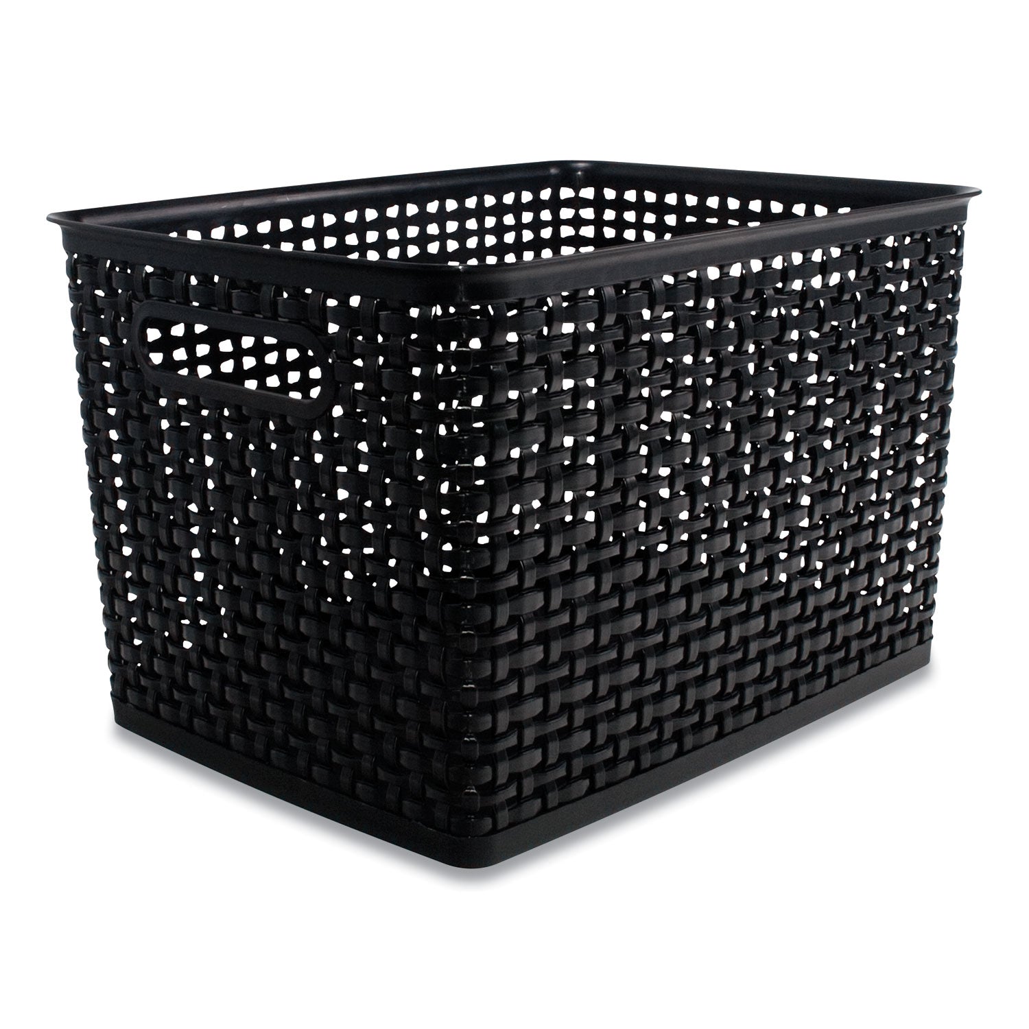 Advantus Plastic Weave Bin, Large, 13.5" X 10.5" X 8.75", Black