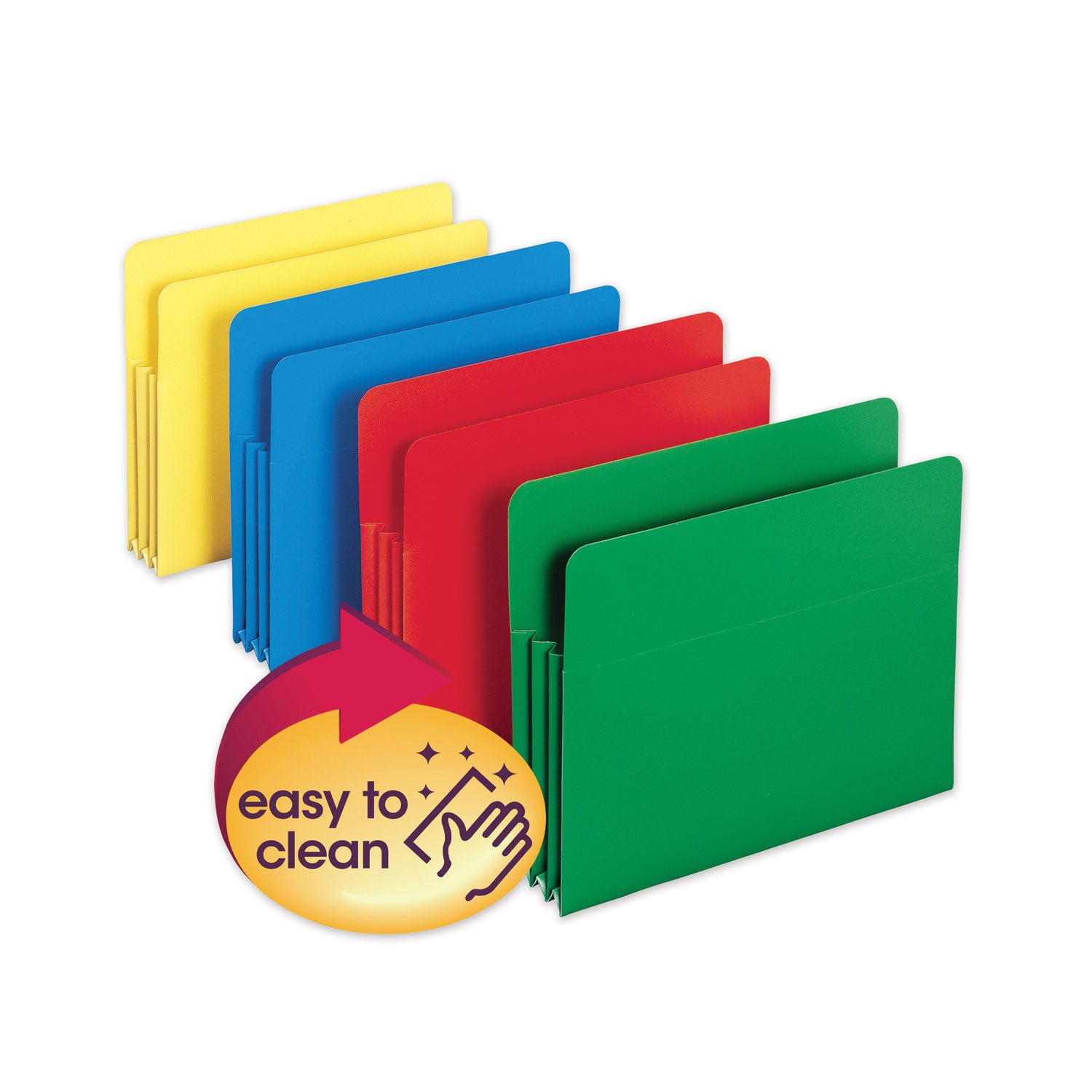 Smead Poly Drop Front File Pockets, 3.5" Expansion, Letter Size, Assorted Colors, 4/Box