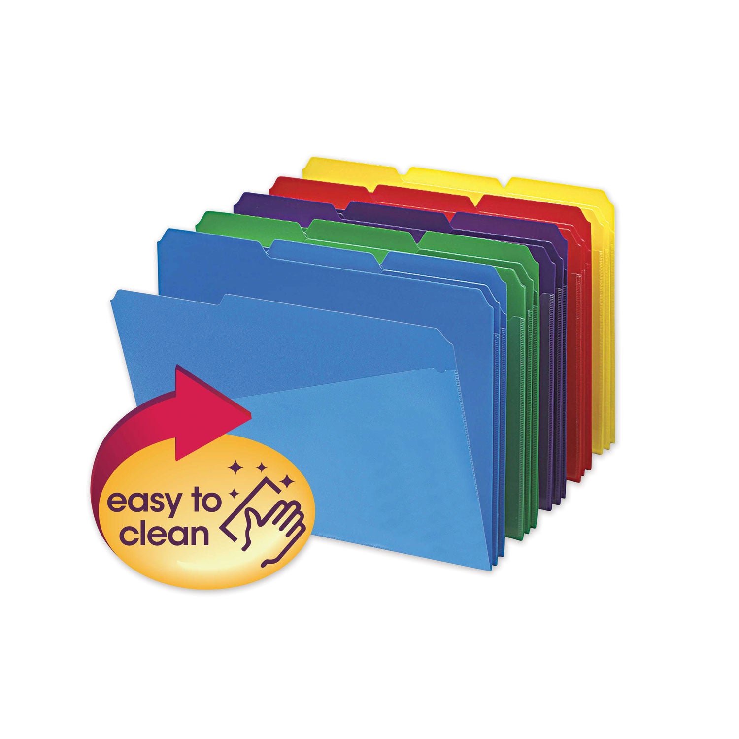 Smead Poly Colored File Folders With Slash Pocket, 1/3-Cut Tabs: Assorted, Letter Size, 0.75" Expansion, Assorted Colors, 30/Box