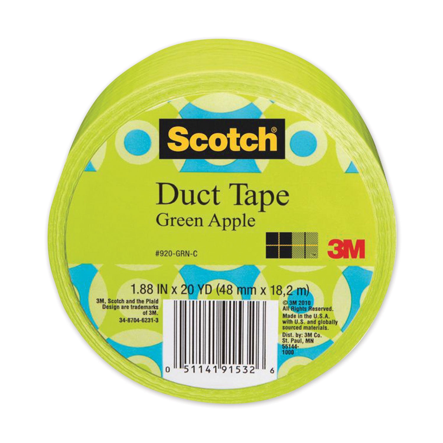 Scotch® Duct Tape, 1.88" X 20 Yds, Green Apple