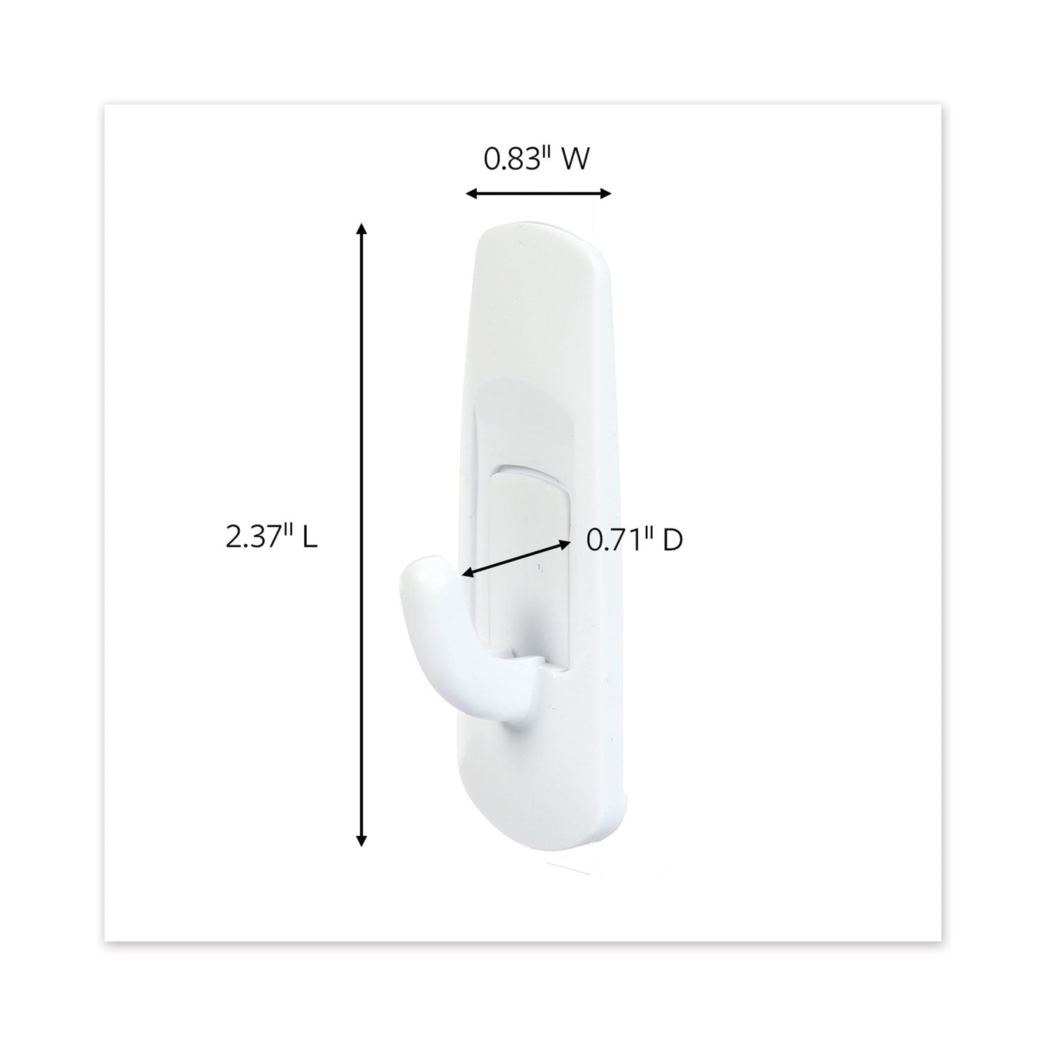 Command™ General Purpose Hooks, Small, Plastic, White, 1 lb Capacity, 6 Hooks and 12 Strips/Pack