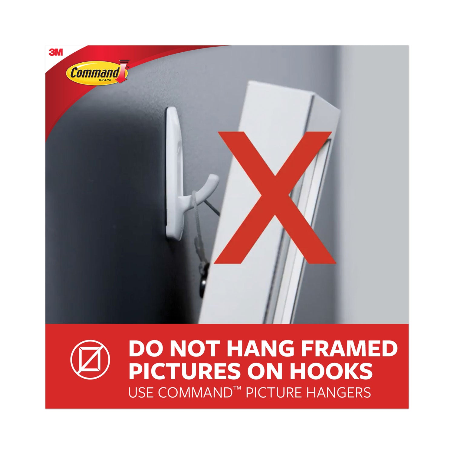 Command™ Sawtooth Picture Hanger Value Pack, Large, Plastic, White, 5 Lb Capacity, 3 Hooks And 6 Strips/pack