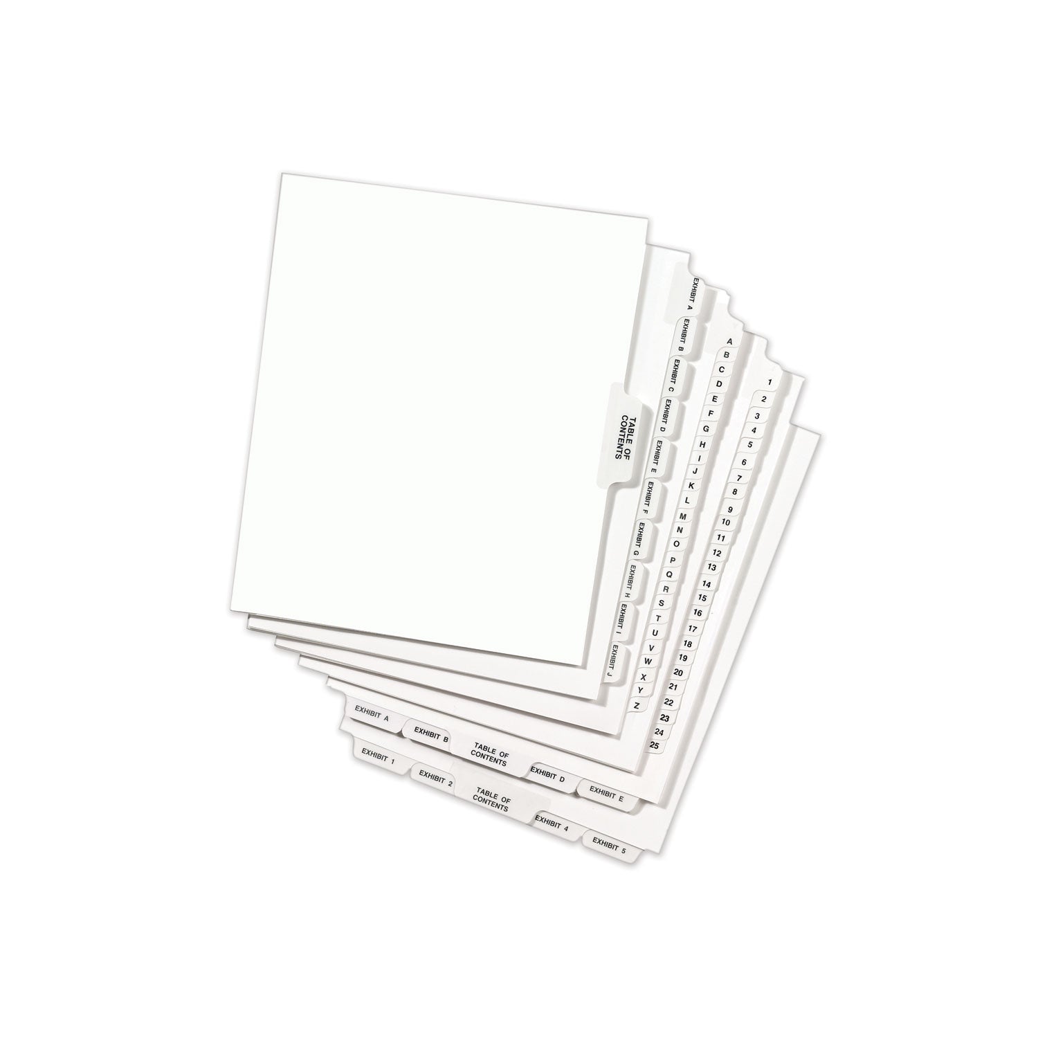 Avery® Avery-Style Preprinted Legal Side Tab Divider, 26-Tab, Exhibit F, 11 x 8.5, White, 25/Pack, (1376)