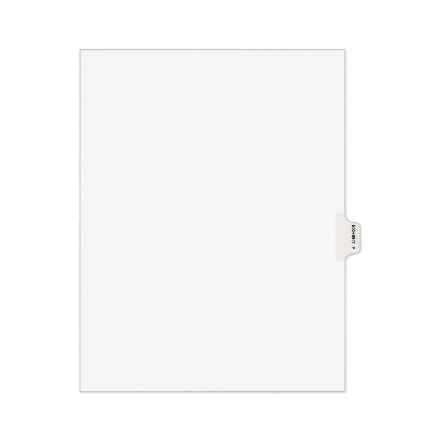 Avery-Style Preprinted Legal Side Tab Divider, 26-Tab, Exhibit F, 11 x 8.5, White, 25/Pack, (1376)
