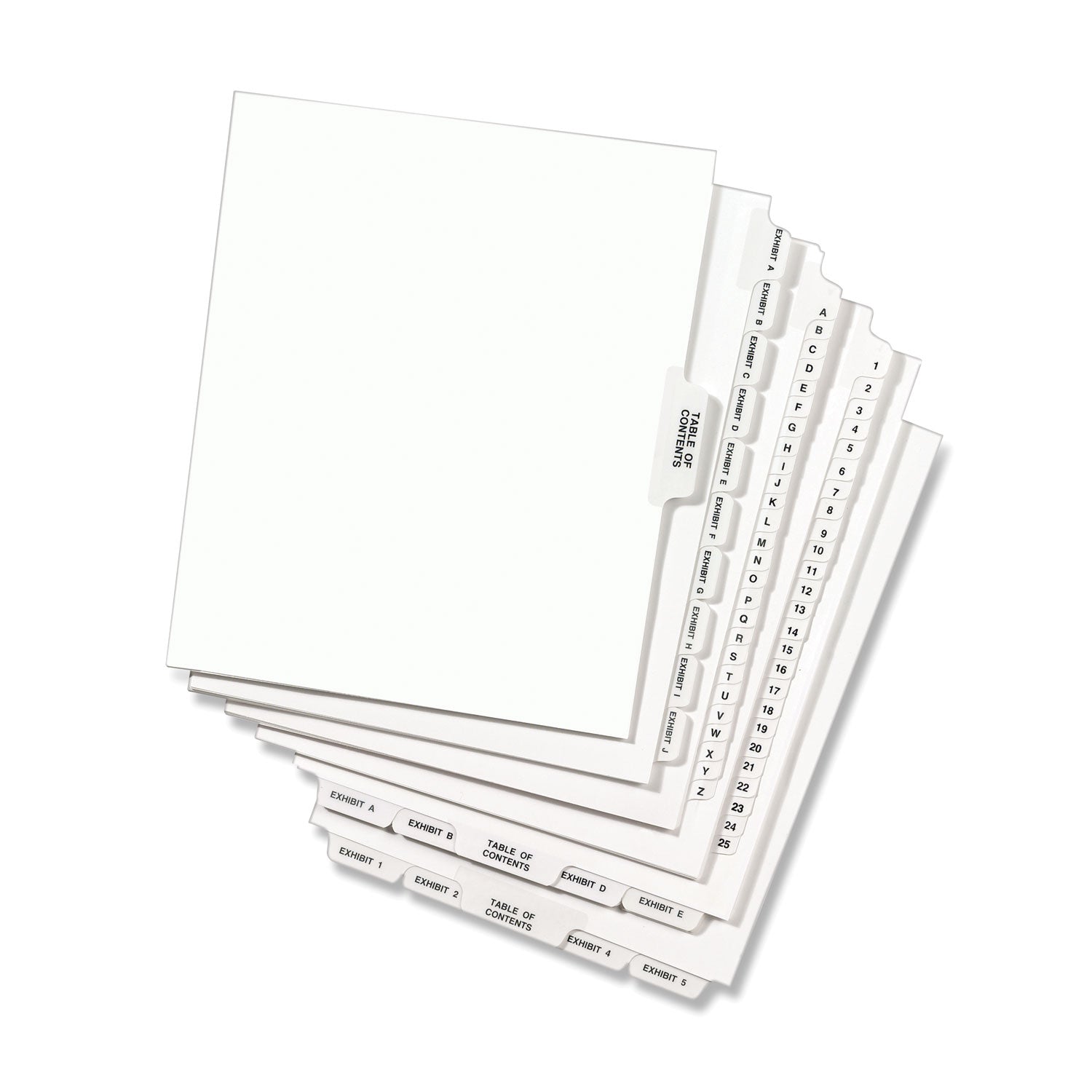 Avery® Avery-Style Preprinted Legal Bottom Tab Divider, 26-Tab, Exhibit J, 11 x 8.5, White, 25/PK