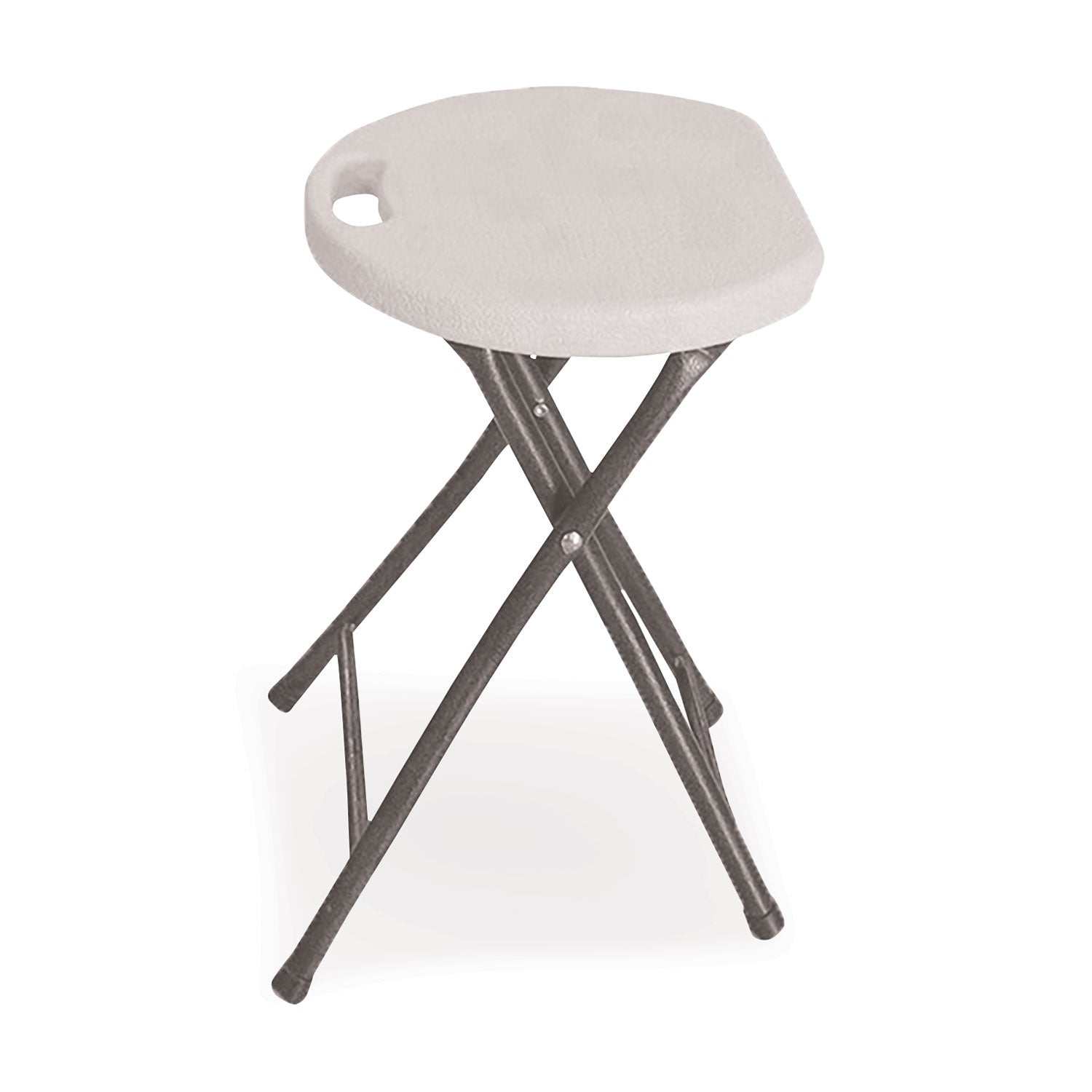 Rough n Ready Folding Stool, Backless, Supports Up to 300 lb, 26" Seat Height, White Seat, Charcoal Base, 4/Carton