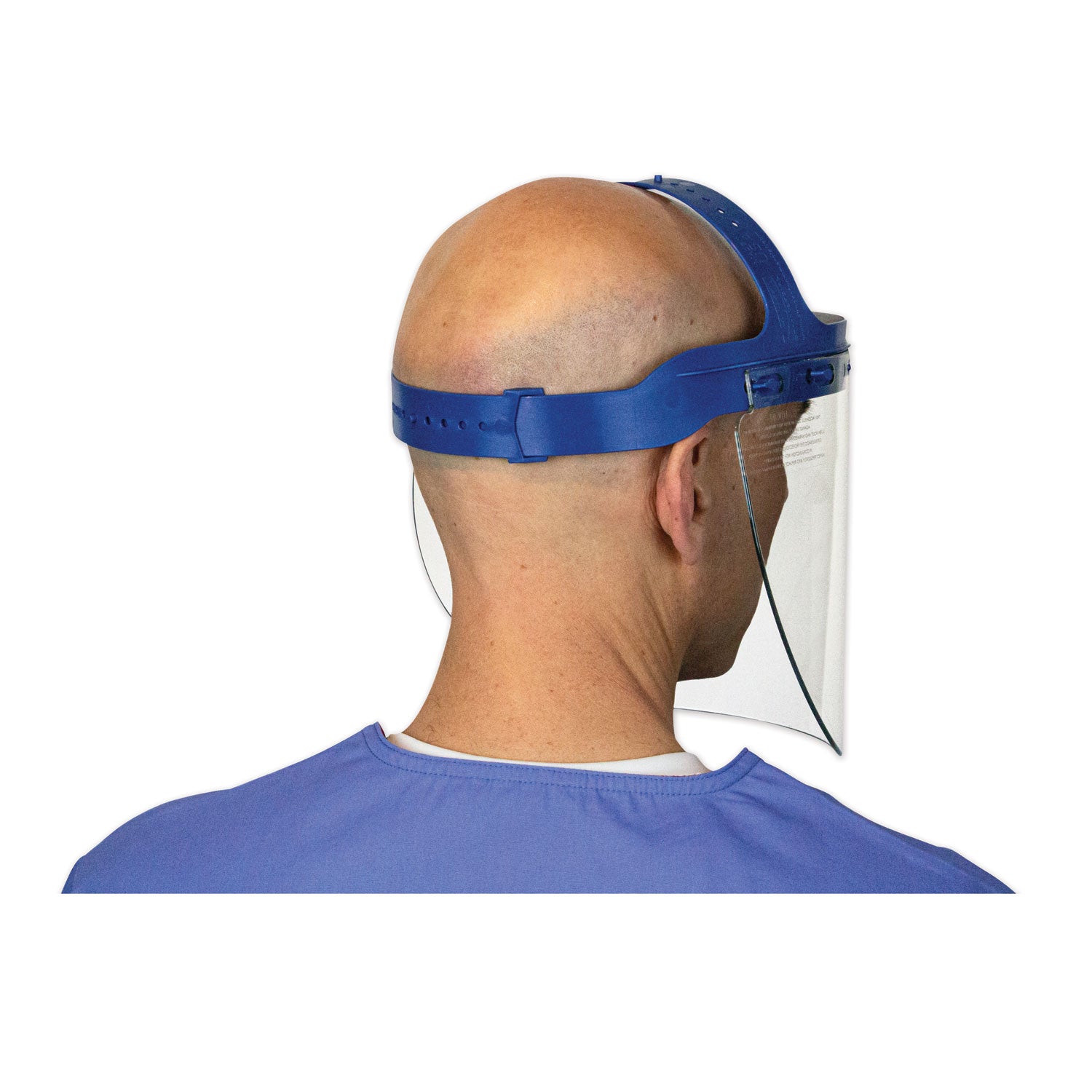 Suncast Commercial® Fully Assembled Full Length Face Shield with Head Gear, 16.5 x 10.25 x 11, Clear/Blue, 16/Carton