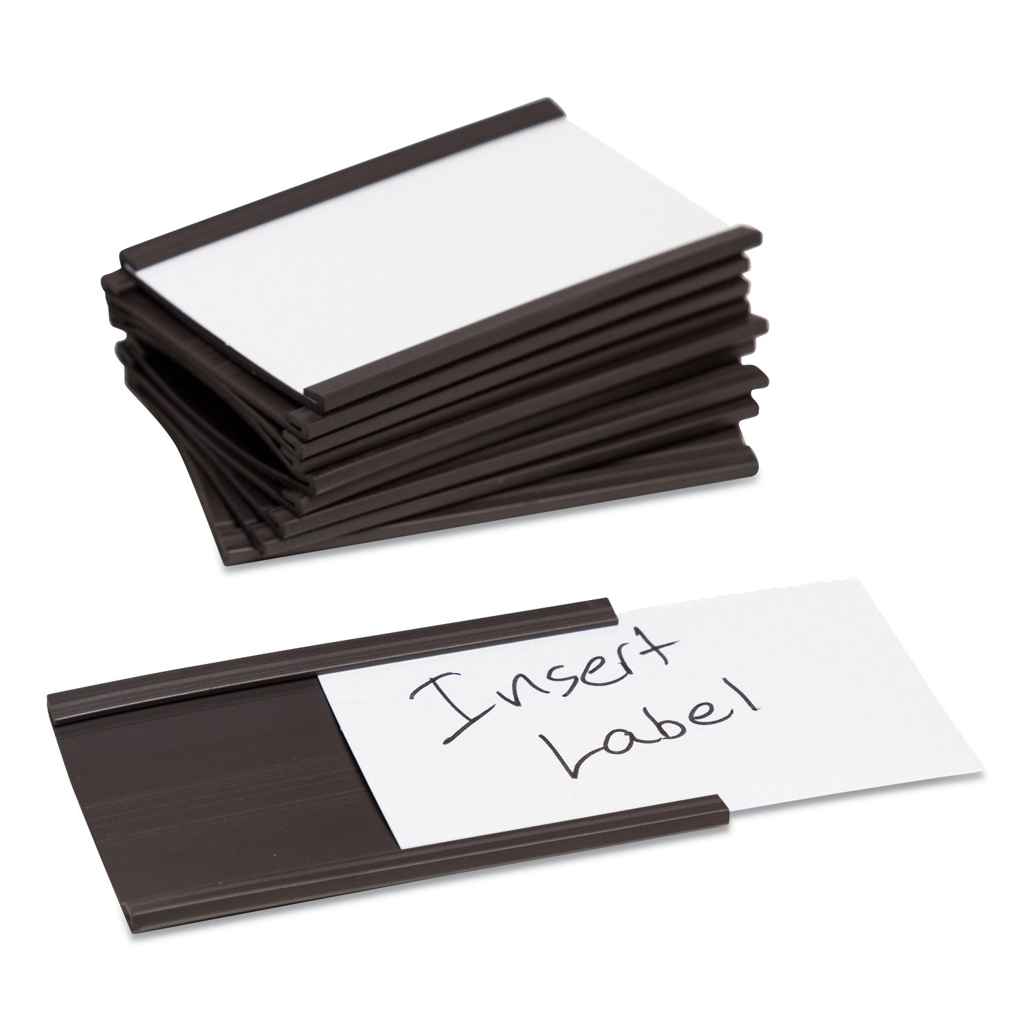 U Brands Magnetic Card Holders, 3 X 1.75, Black, 10/pack