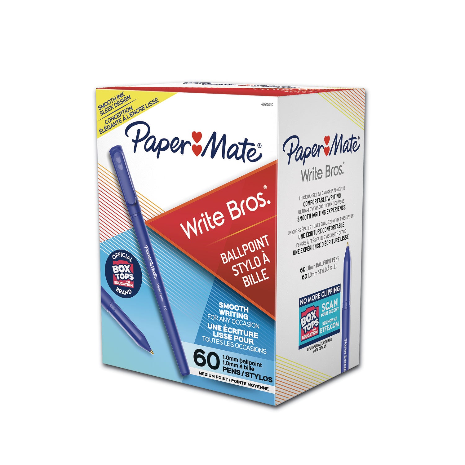Paper Mate® Write Bros. Ballpoint Pen Value Pack, Stick, Medium 1 Mm, Blue Ink, Blue Barrel, 60/pack