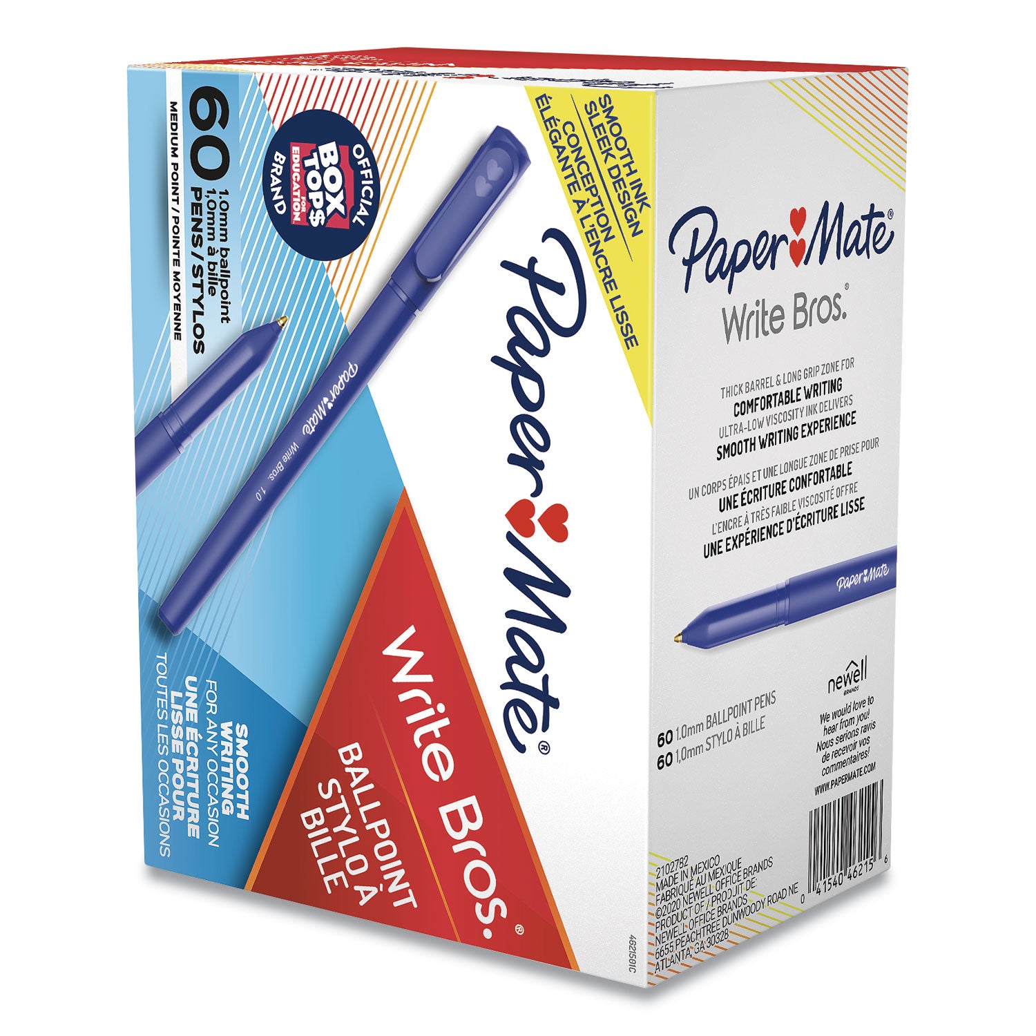 Paper Mate® Write Bros. Ballpoint Pen Value Pack, Stick, Medium 1 Mm, Blue Ink, Blue Barrel, 60/pack