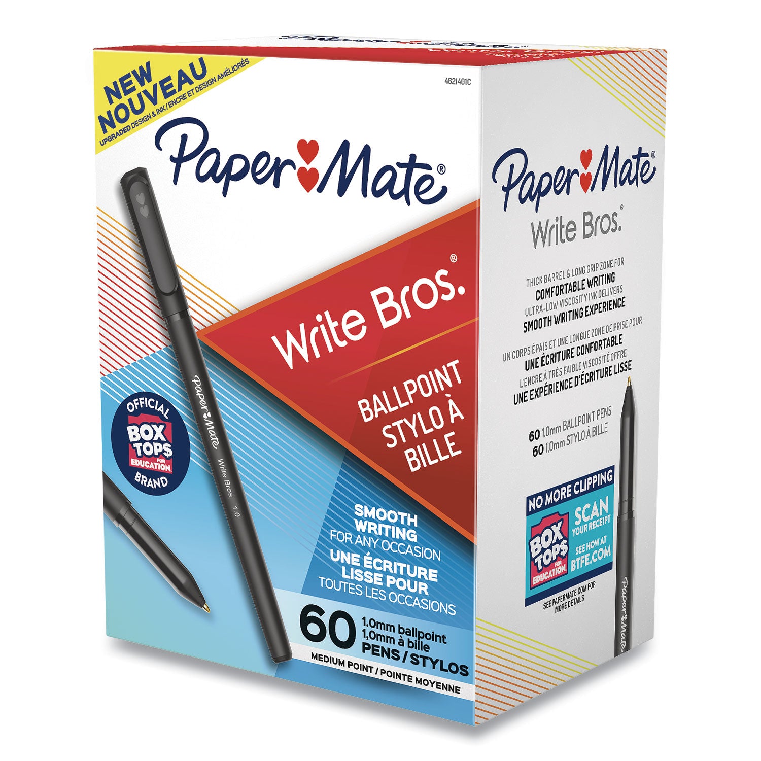 Paper Mate® Write Bros. Ballpoint Pen Value Pack, Stick, Medium 1 Mm, Black Ink, Black Barrel, 60/pack
