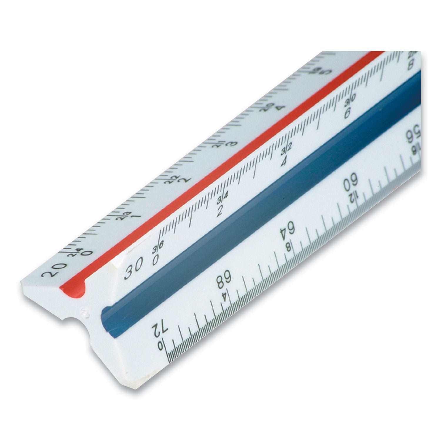 Staedtler® Triangular Scale Plastic Engineers Ruler, 12" Long, White With Colored Grooves