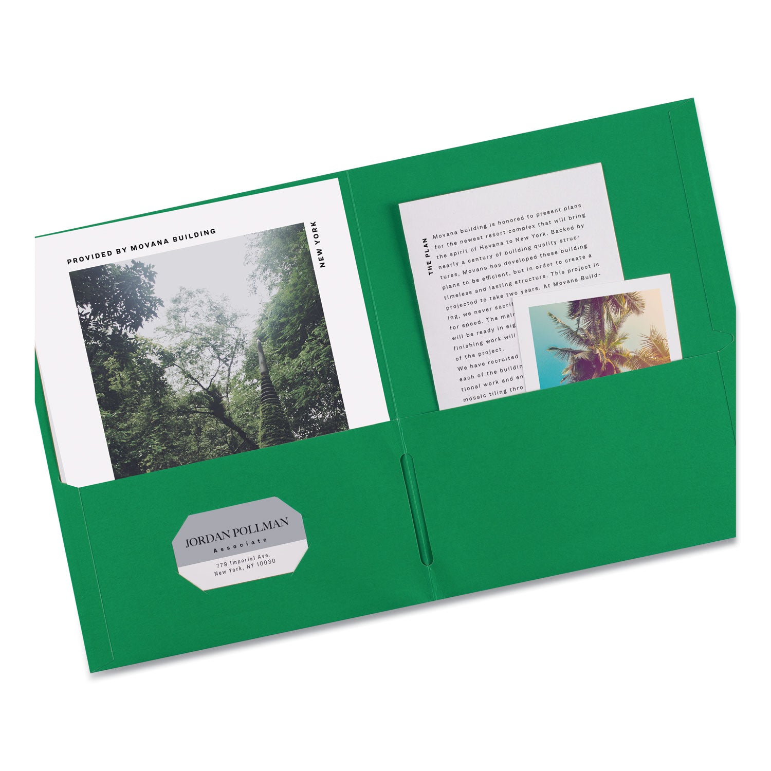 Avery® Two-Pocket Folder, 40-Sheet Capacity, 11 X 8.5, Green, 25/box