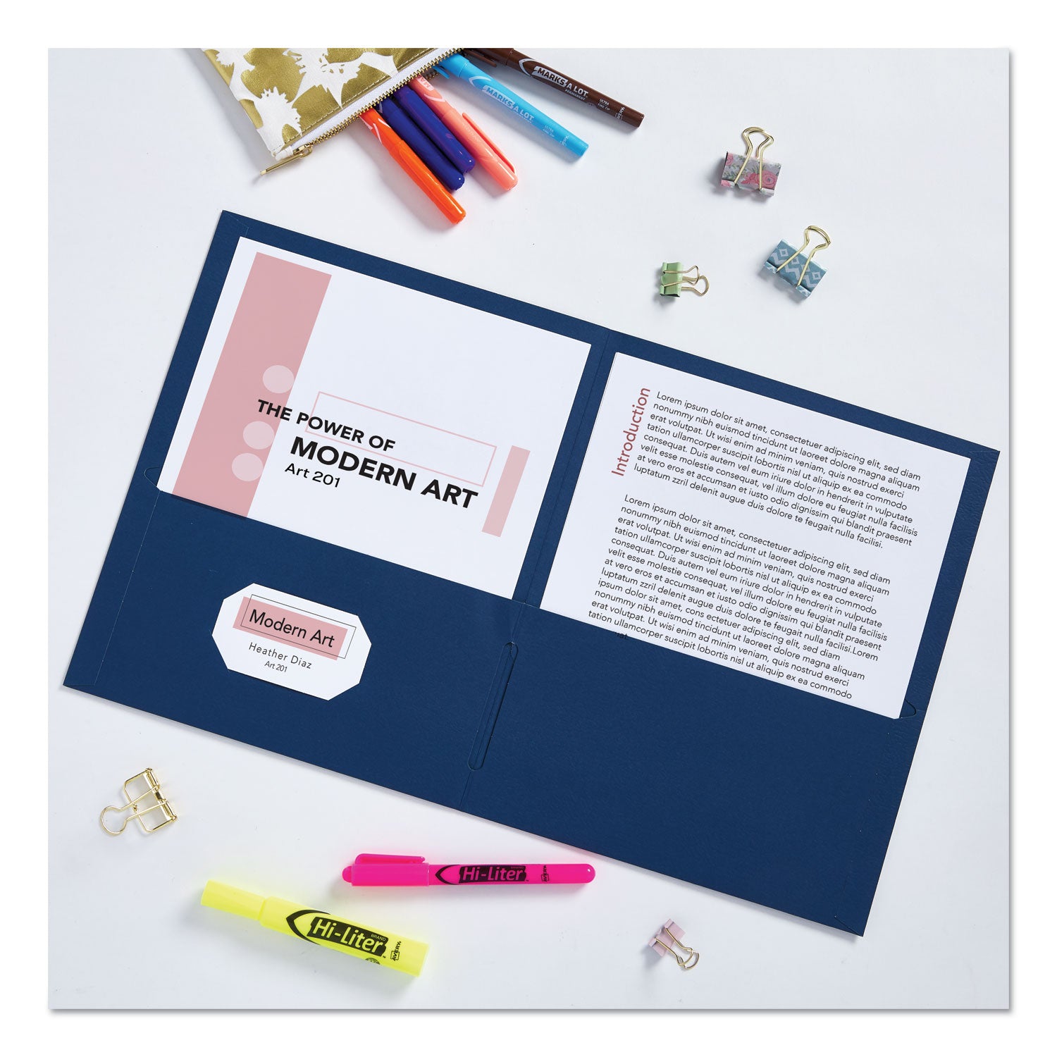 Avery® Two-Pocket Folder, 40-Sheet Capacity, 11 X 8.5, Dark Blue, 25/box