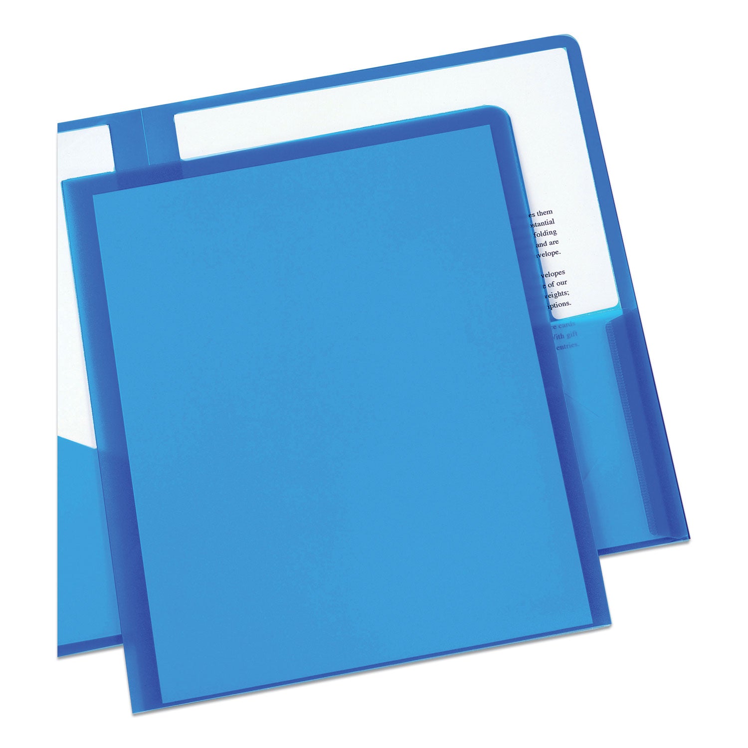 Avery® Plastic Two-Pocket Folder, 20-Sheet Capacity, 11 X 8.5, Translucent Blue