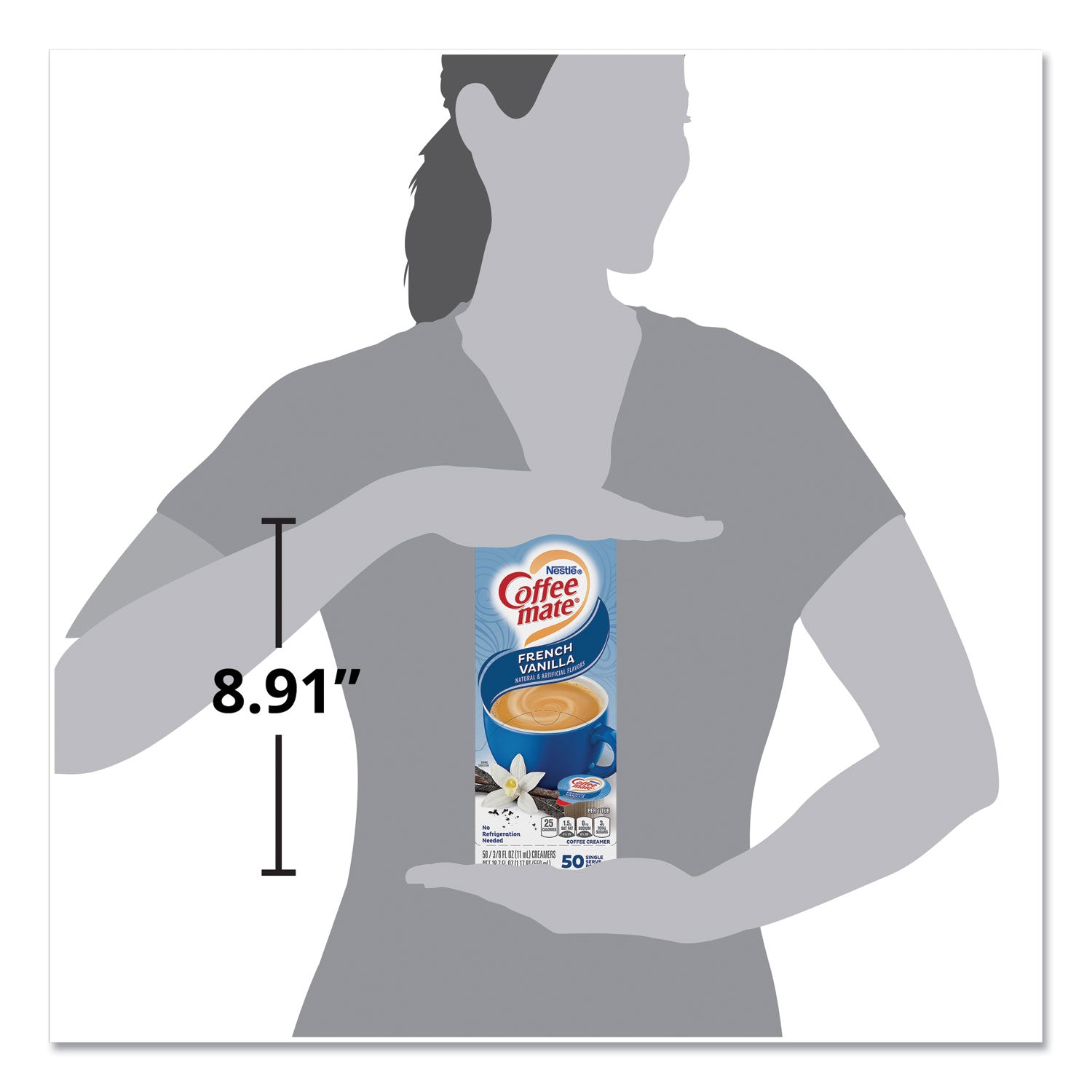 Coffee mate® Liquid Coffee Creamer, French Vanilla, 0.38 oz Mini Cups, 50/Box, 4 Boxes/Carton