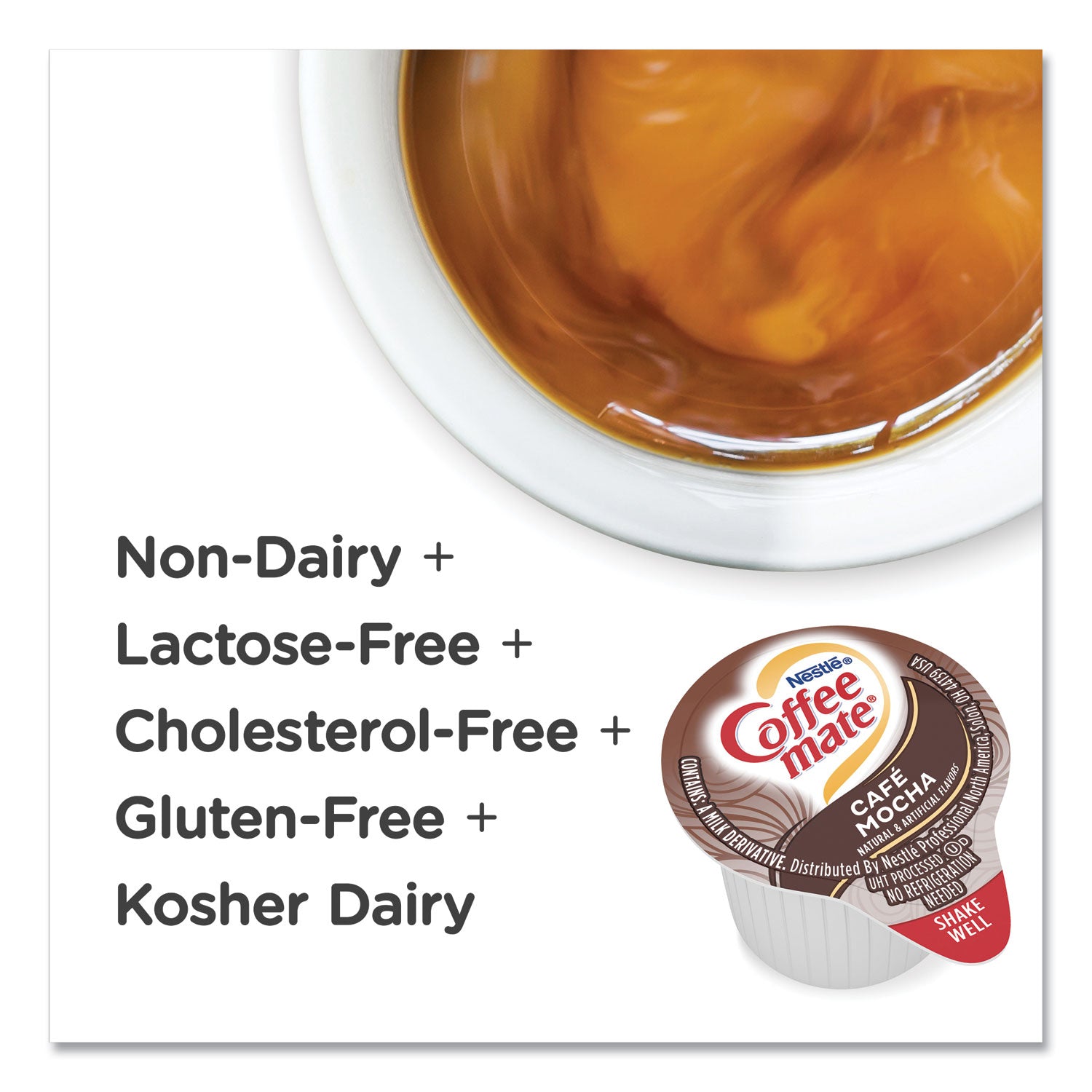 Coffee mate® Liquid Coffee Creamer, Cafe Mocha, 0.38 oz Mini Cups, 50/Box, 4 Boxes/Carton